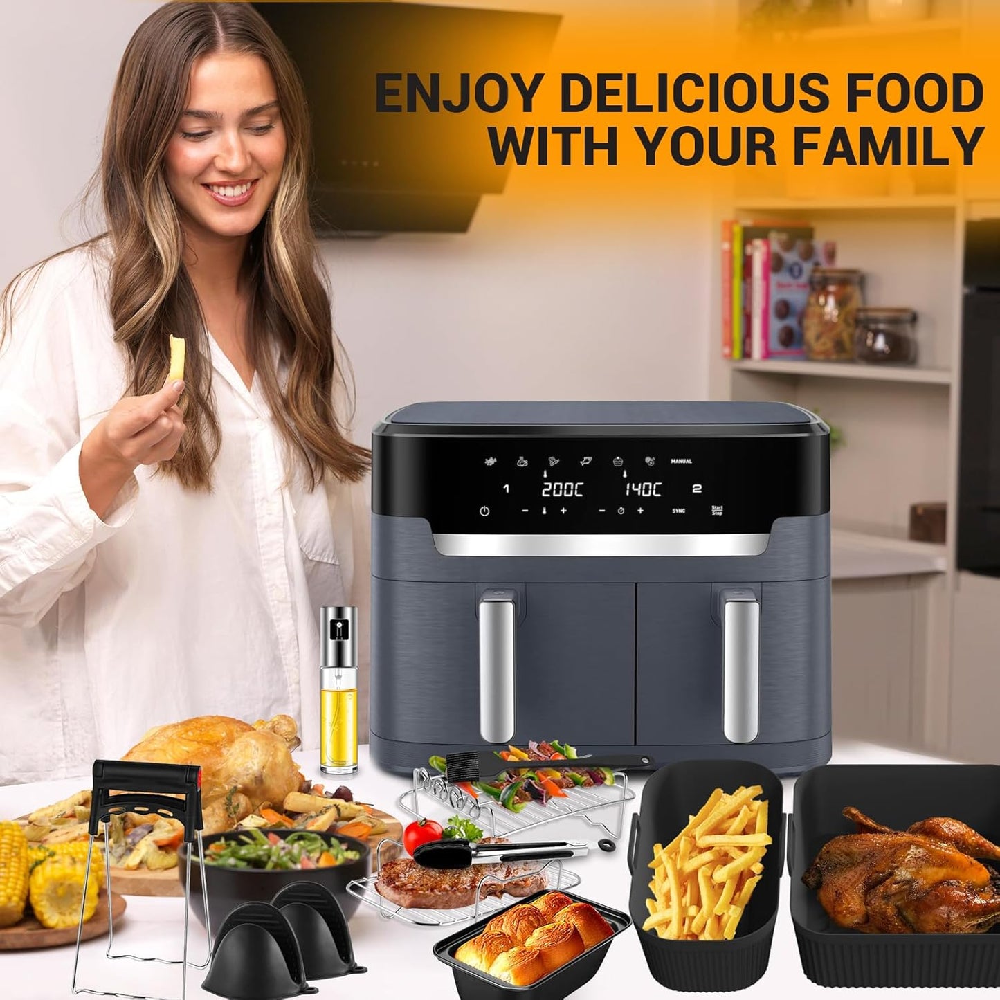 Heissluftfritteuse Zubehör-Set für Tefal EY942B 11L