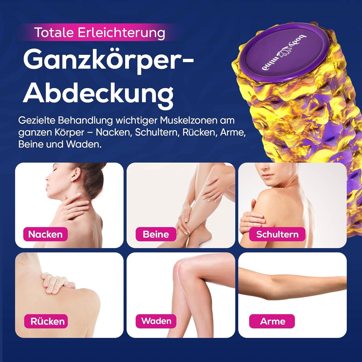 Faszienrolle für Massage und Fitness, Gelb-lila