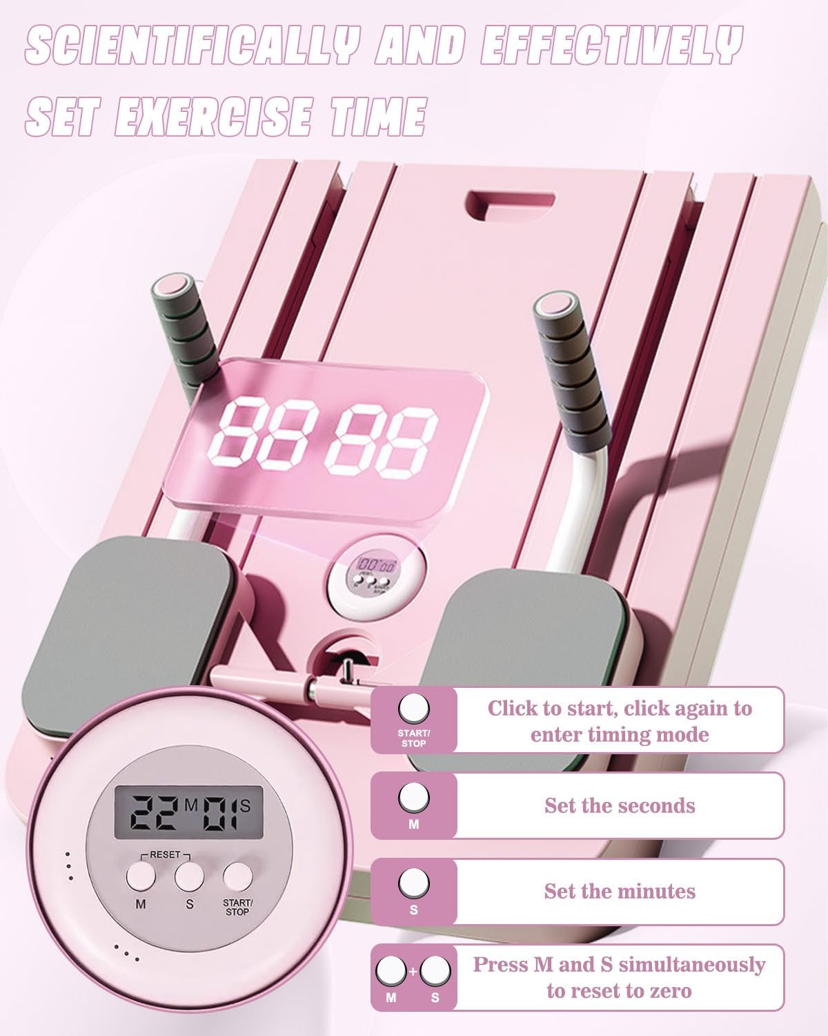 Faltbares Pilates- und Bauchtrainer-Set, Rosa
