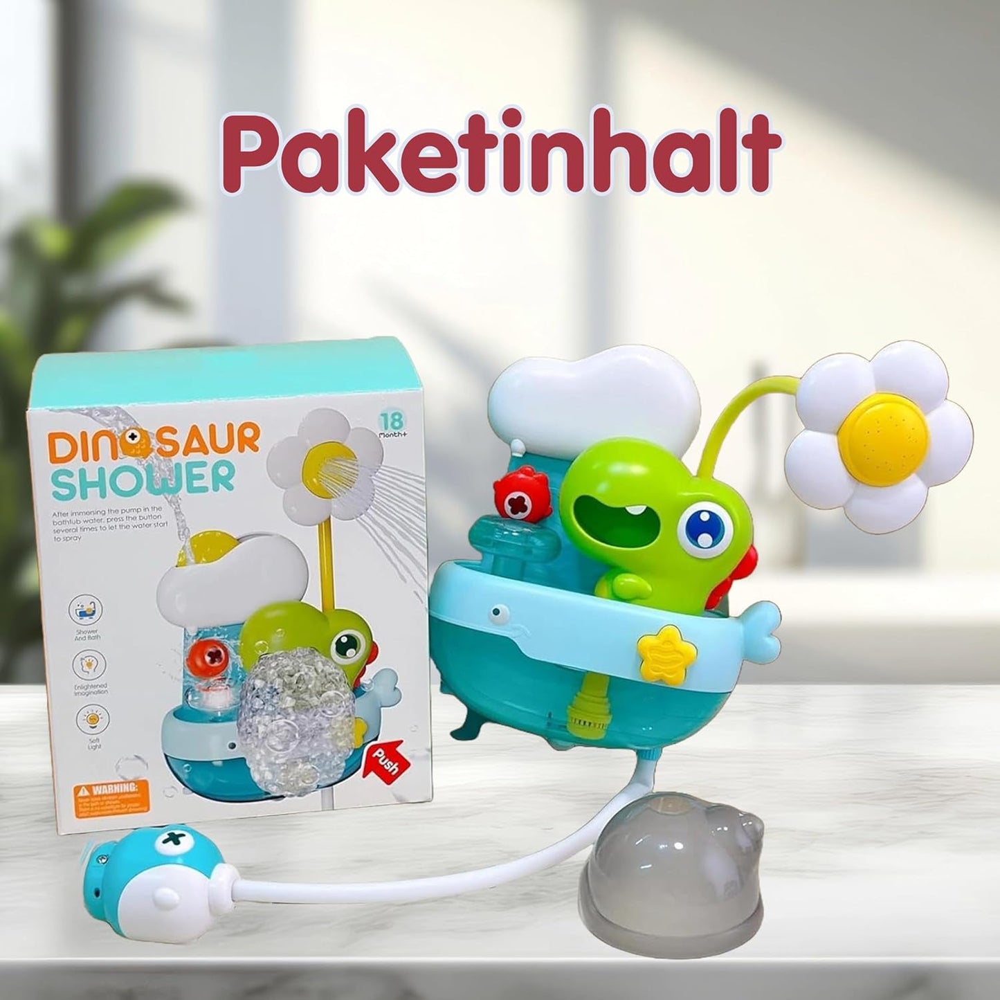 Schaum-Dinosaurier mit Seifenblasen