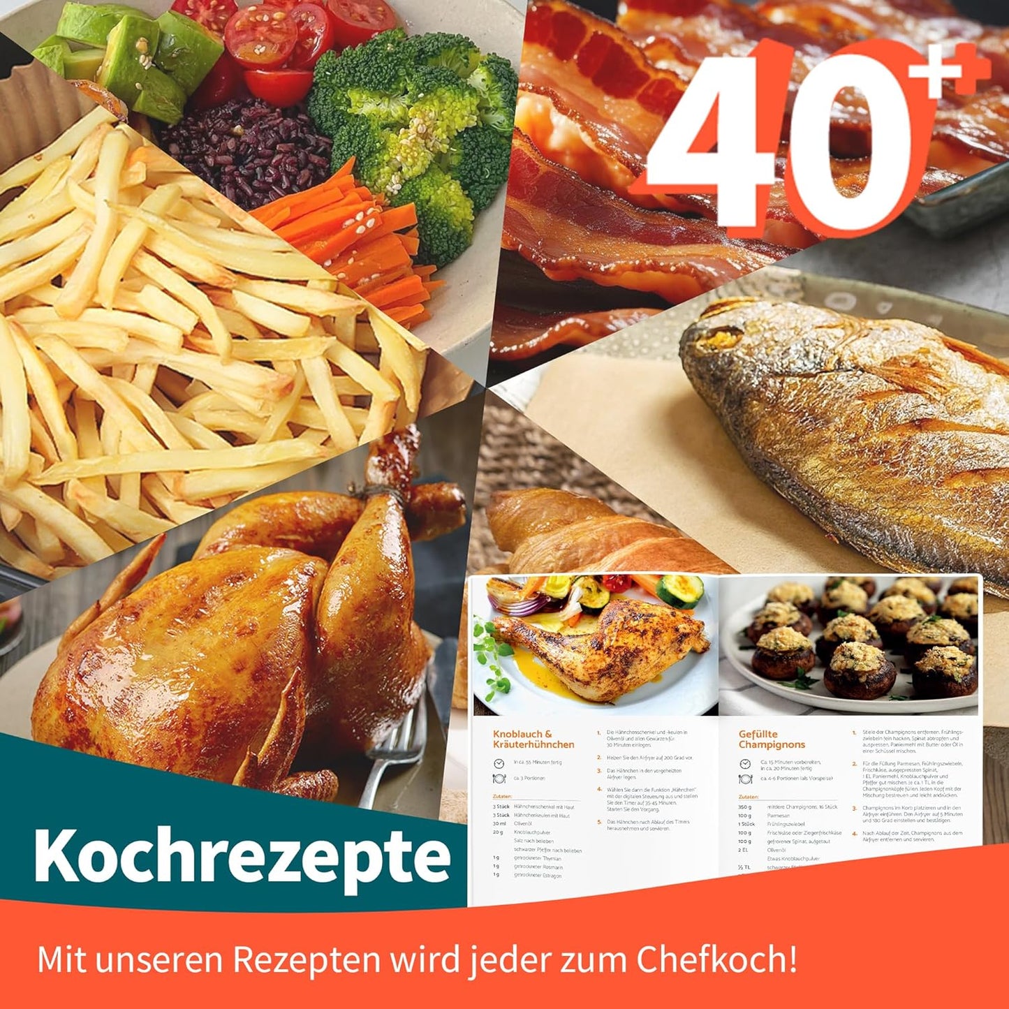Kompakt-Heissluftfritteuse, 4,3 Liter Compact (Platzsparend)