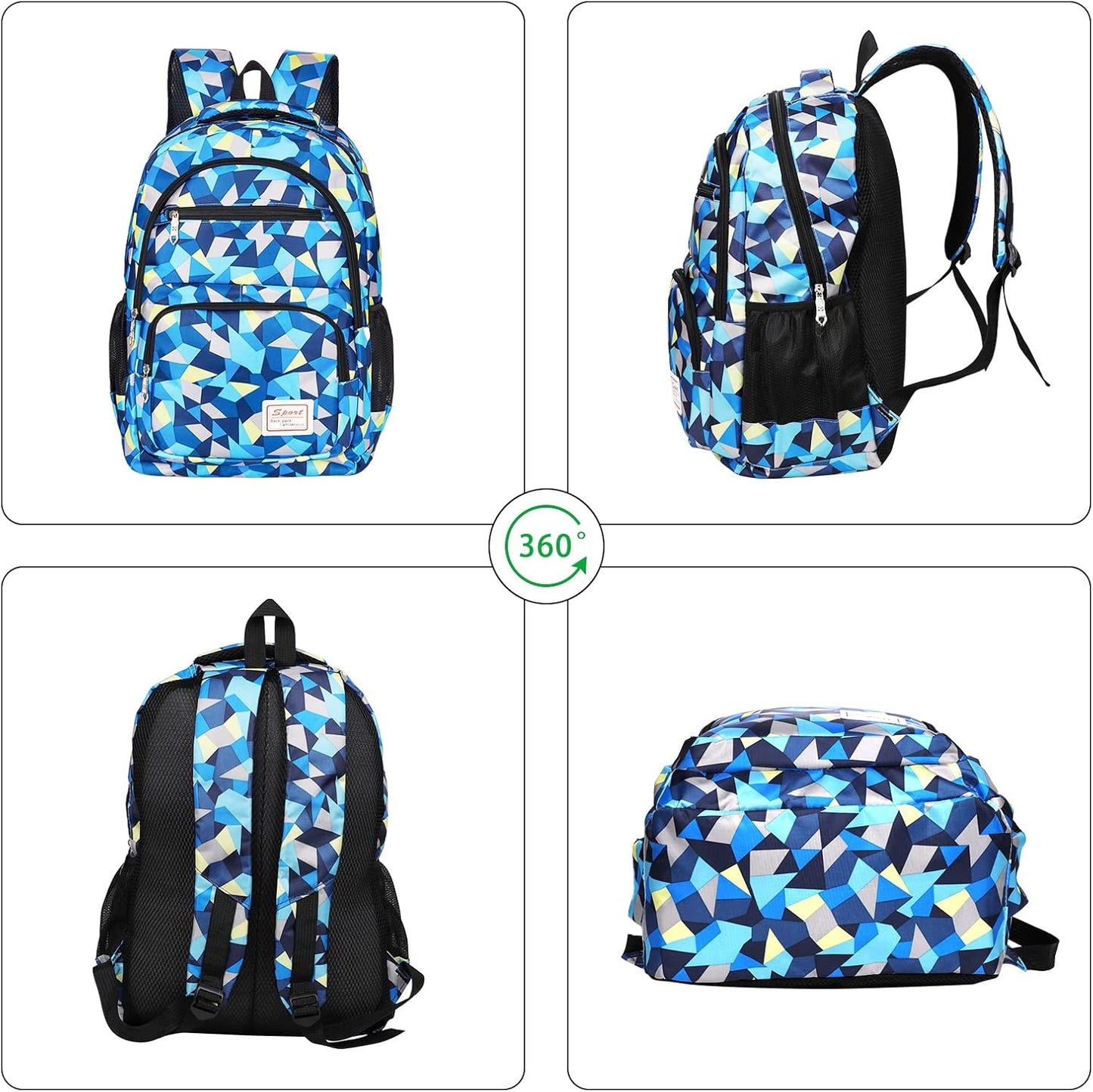 3-teiliges wasserdichtes Schulrucksack-Set, Blau