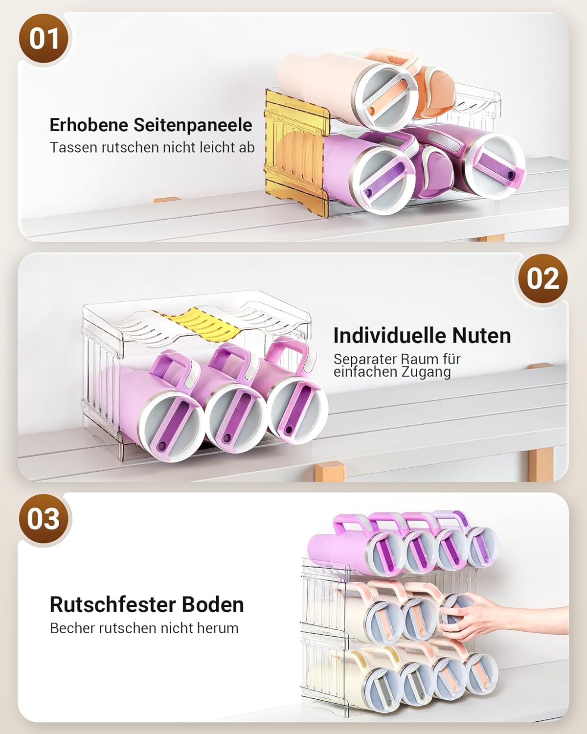 Stapelbarer Flaschenhalter für 8 Flaschen, Größer 2 Schichten-8 Flaschen