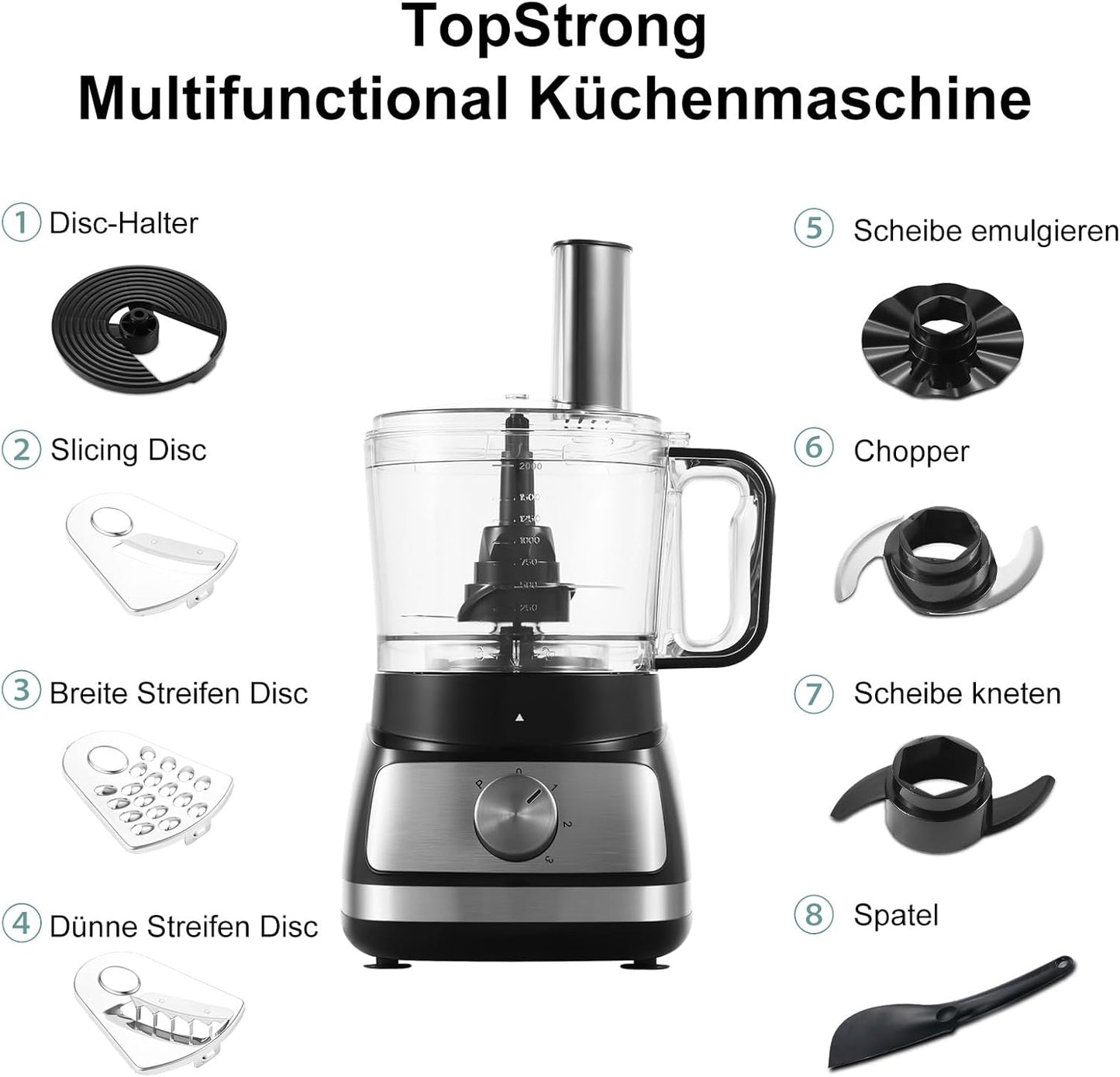 Multifunktions-Küchenmaschine, Silber