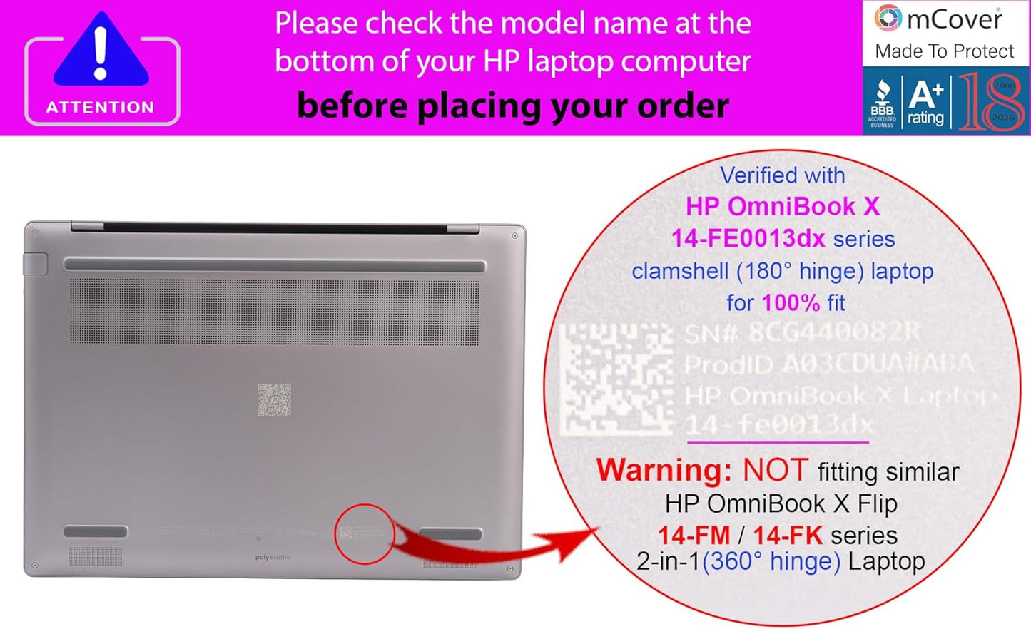 Hartschalen-Schutzhülle für HP OmniBook X 14-FExxxx, Pink