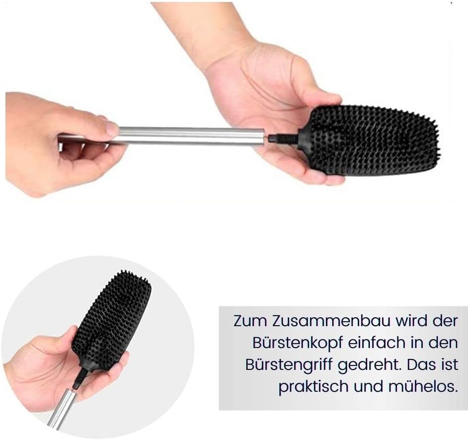 Toilettenbürste mit Silikonborsten, Silber