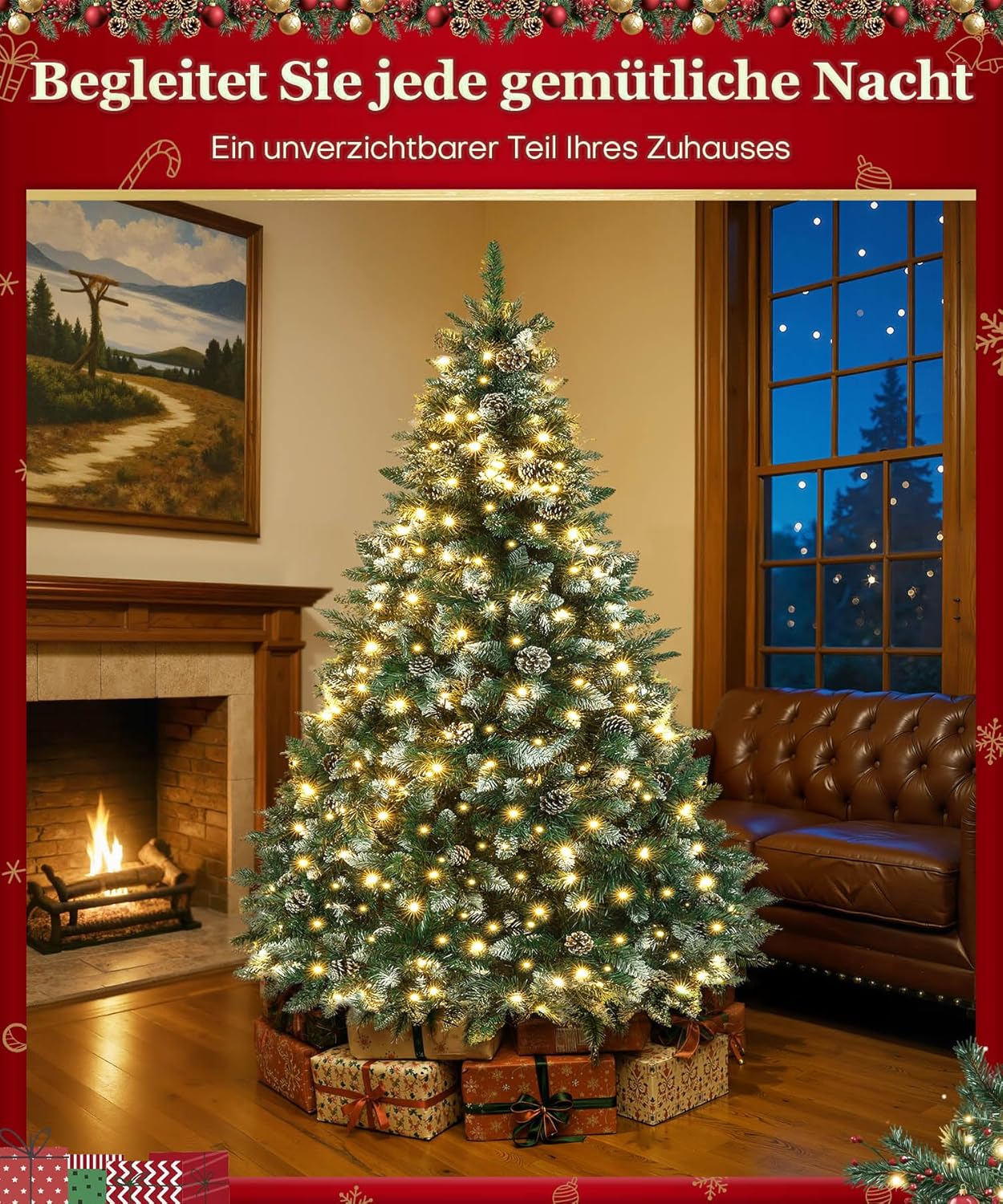 Künstlicher Weihnachtsbaum mit LED-Beleuchtung, 210 cm, 210 cm