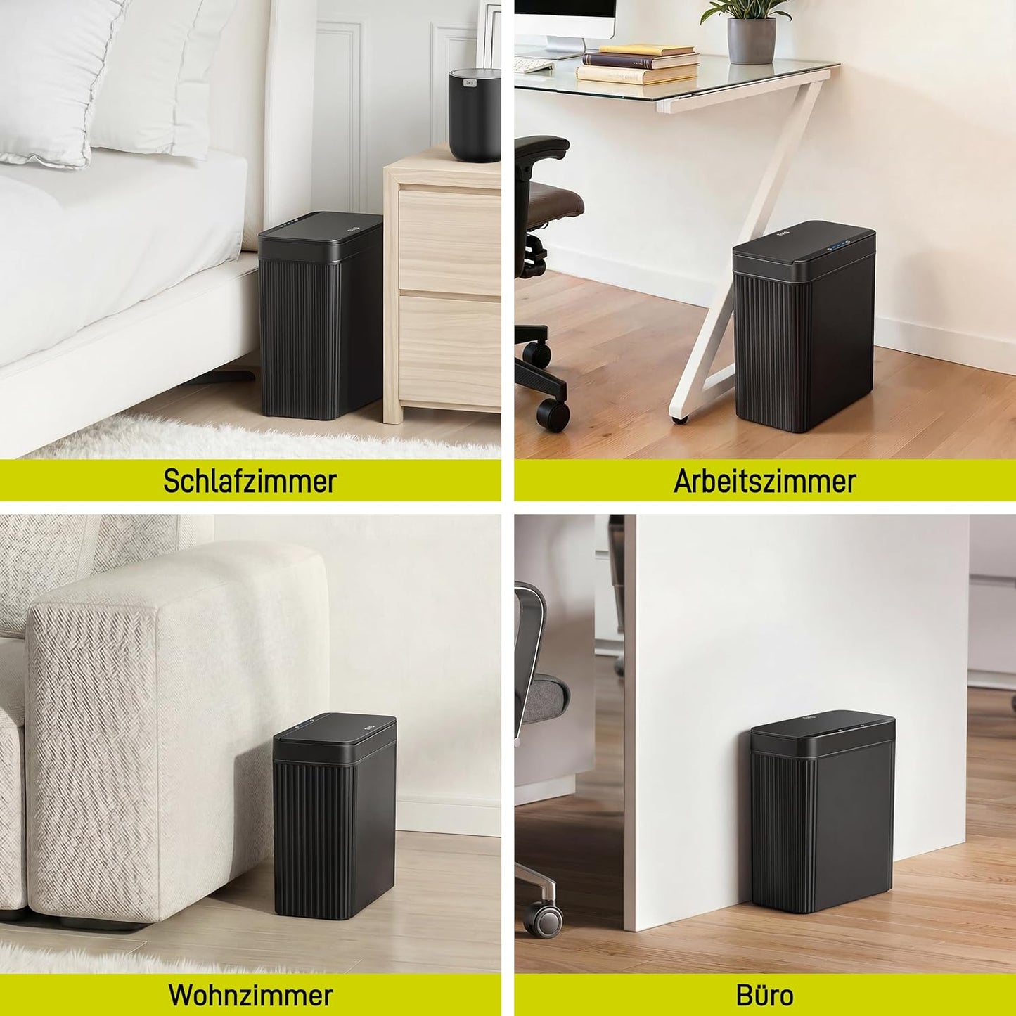 Brio Mülleimer mit Bewegungssensor, wasserdicht, Brio 10L-Schwarz