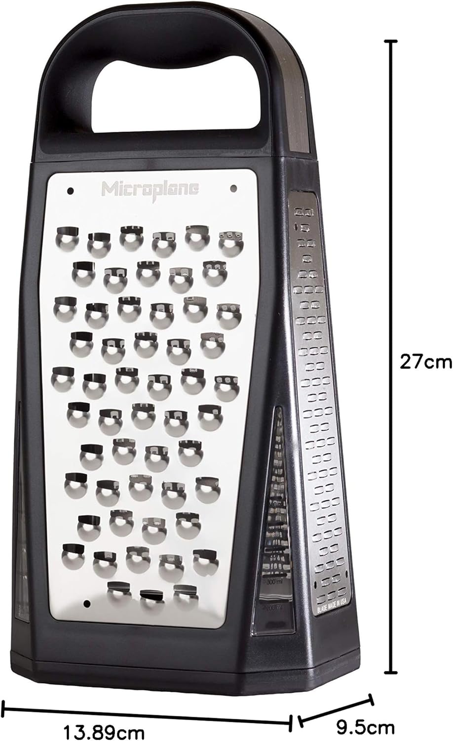 Turmreibe mit 5 Edelstahl-Reibflächen, Schwarz/Edelstahl