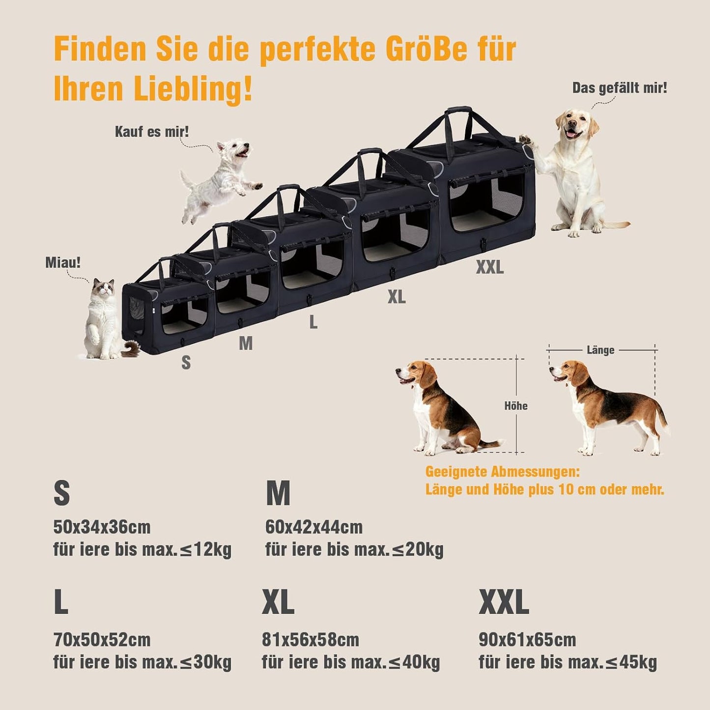Faltbare Hundetransportbox, S Dunkelgrau