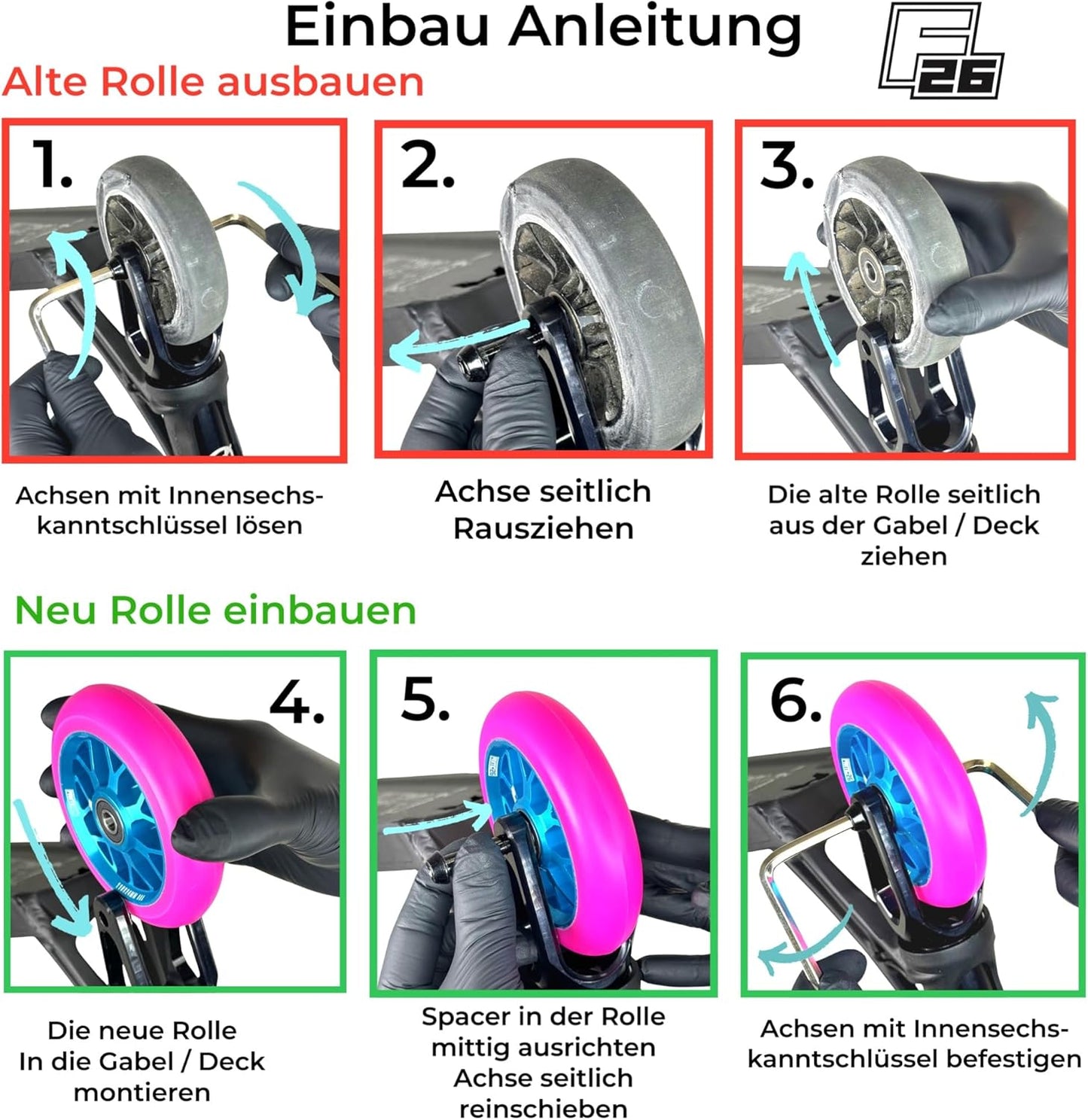 Stunt Scooter Ersatzrad, Rot/Pu Rot