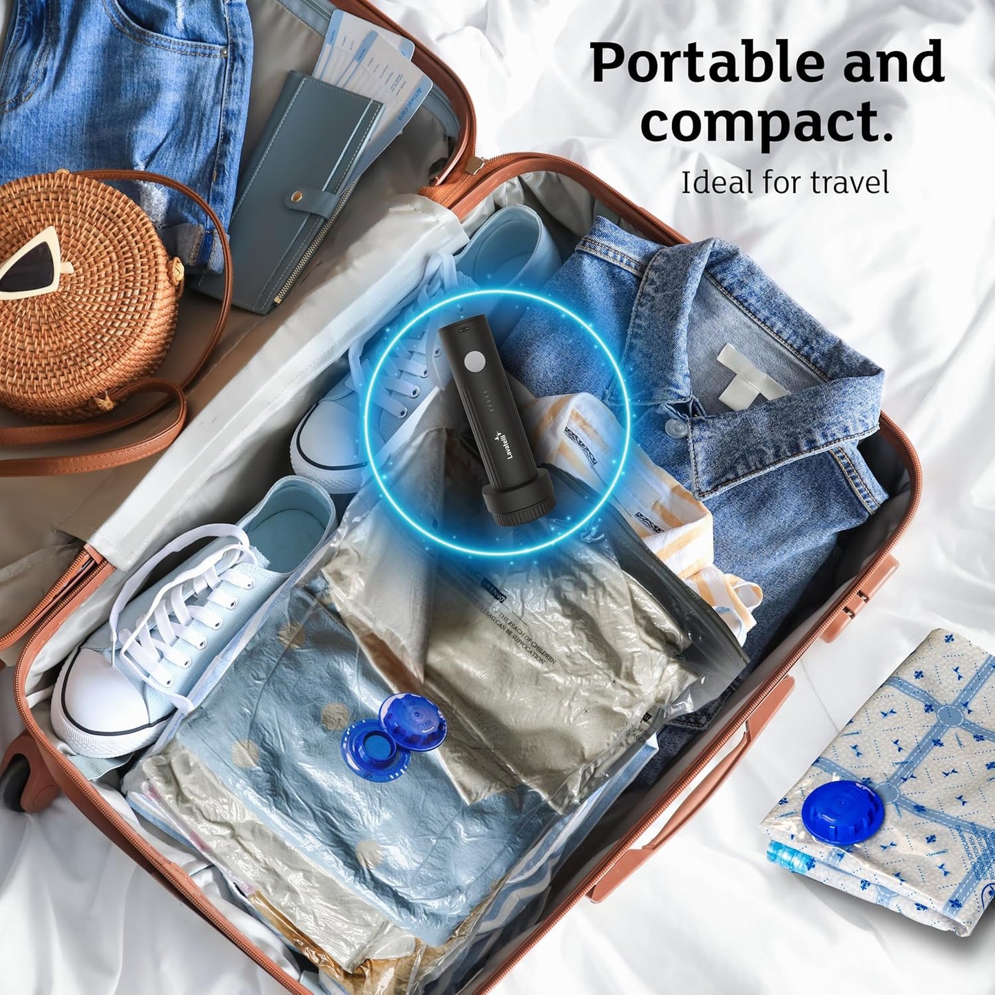 Reise-Vakuumbeutelset mit USB-C-Pumpe, Pumpe + 12 Beutel (6: 40×45 cm + 6: 40x60 cm)