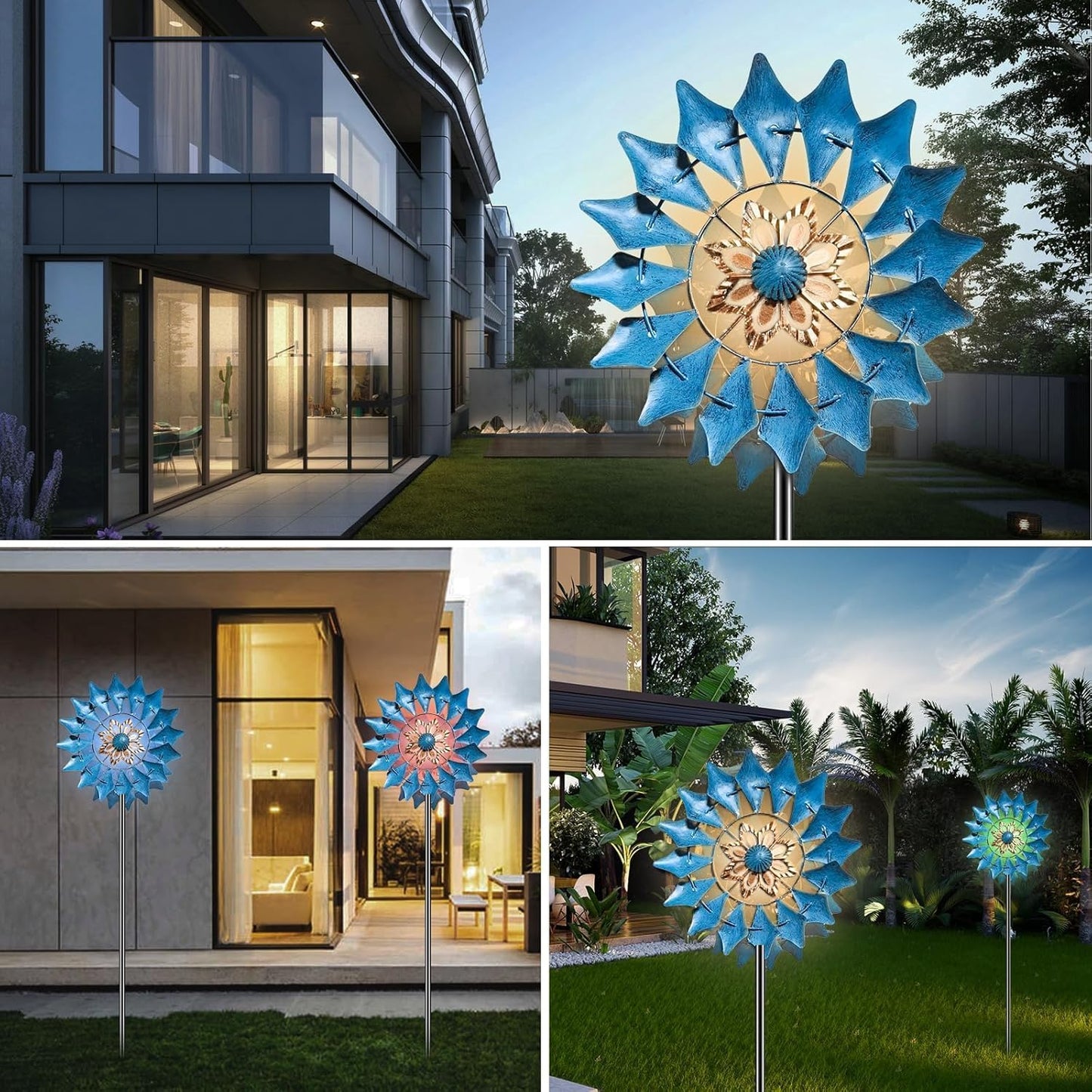 Windspinner mit Solarlicht, Durchmesser ca. 8 Zoll, Höhe ca. 12 Zoll