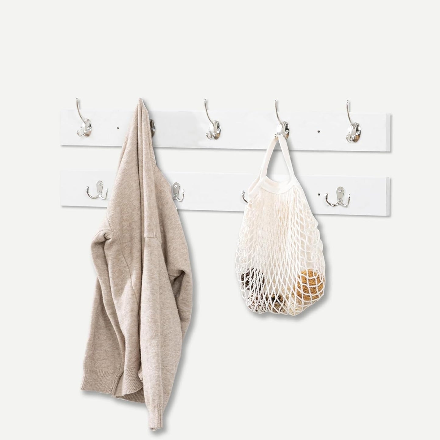 Garderobe-Schuhregal-Set mit Schuhbank und Hakenleiste, Weiss + Grau 100 x 30 x 48 cm (L x W x H)