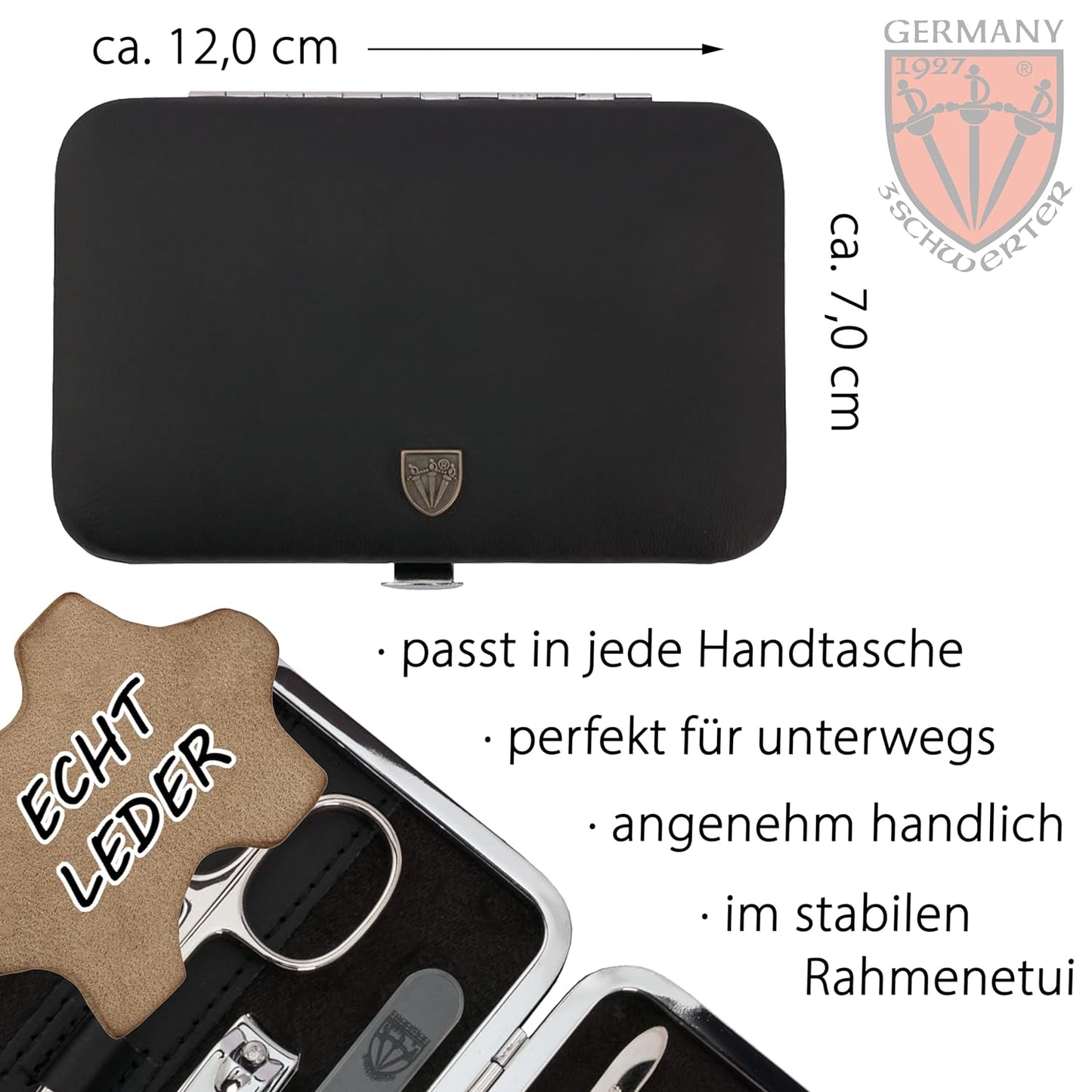 Maniküreset 'Genova', SCHWARZ / ECHT LEDER