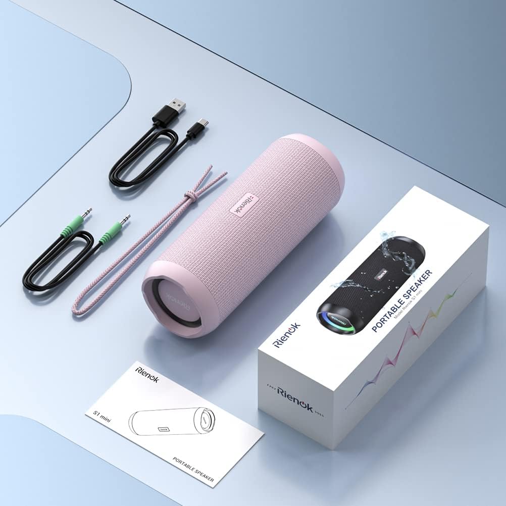 Wasserdichter Bluetooth Lautsprecher mit Licht, Rosa