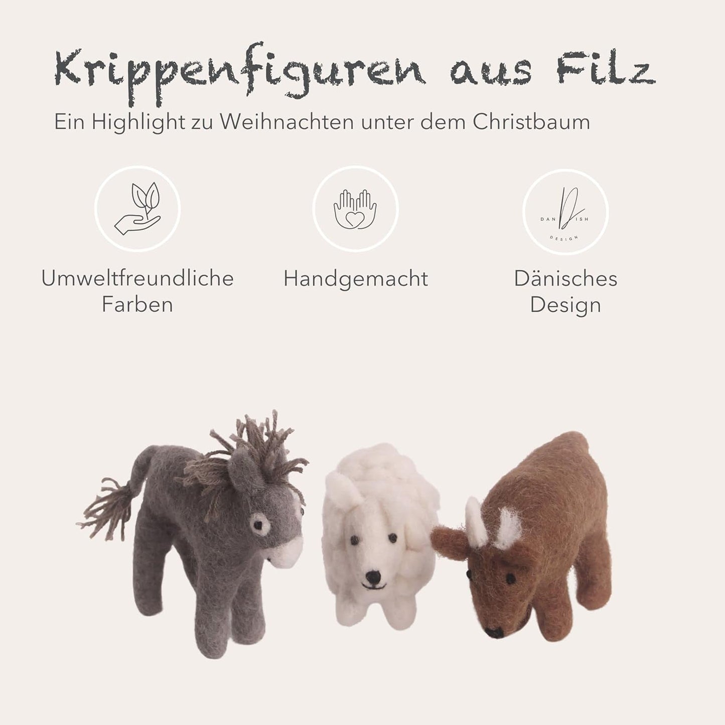 Krippentier-Set (Esel, Schaf & Ochse), Esel, Schaf und Ochse