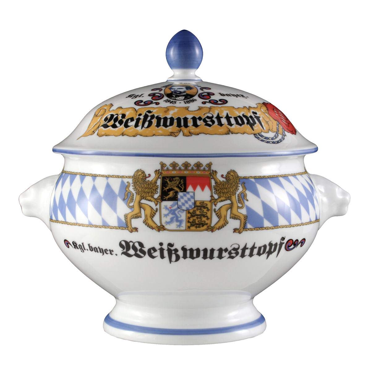 Compact Bayern Löwenkopfterrine mit Deckel, 23.8 x 19.4 x 21 cm