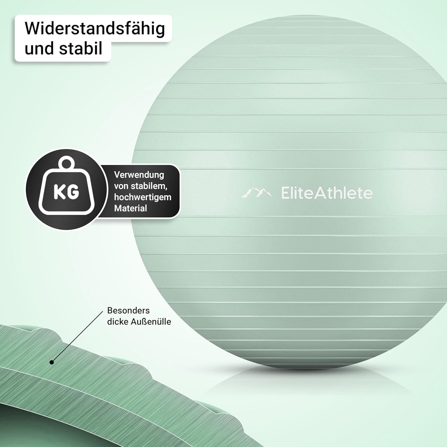 Ergonomischer Gymnastikball für Fitness und Schwangerschaft, Pastell Mint 65cm