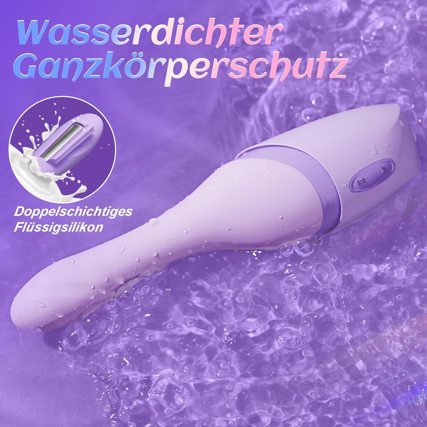 Dildo mit Stoss- und Vibrationsfunktion, Helllila