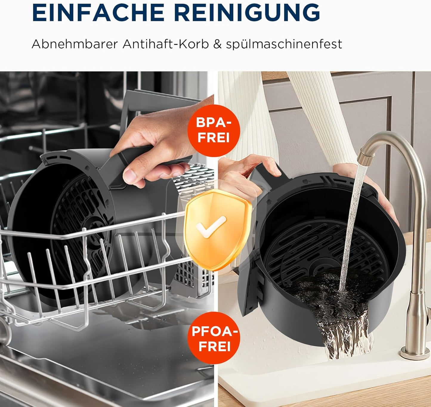 Heissluftfritteuse MAD40F8APK mit LED-Touchscreen, 4 L
