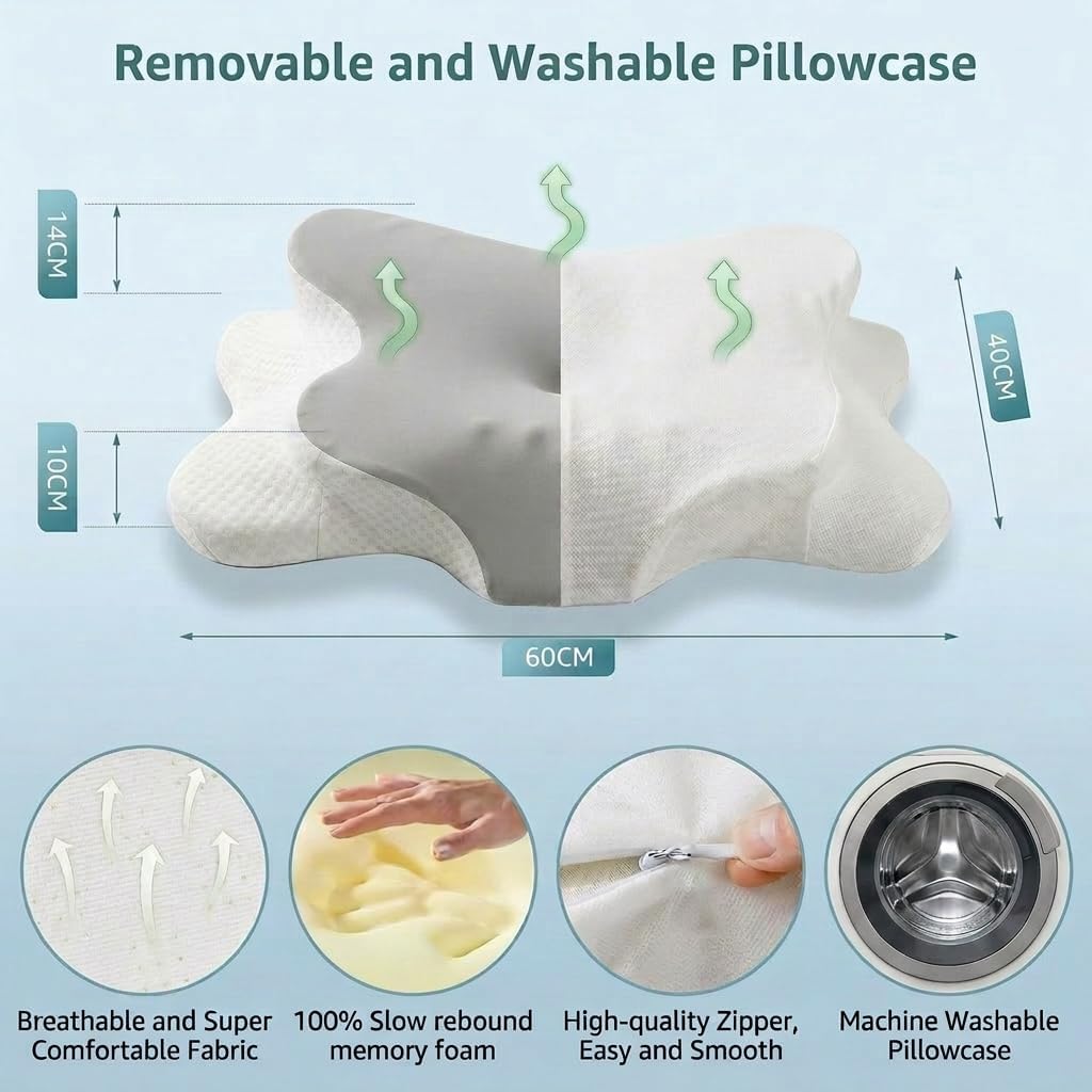 Ergonomisches Kissen für Seiten, Rücken & Bauchschläfer, Grau