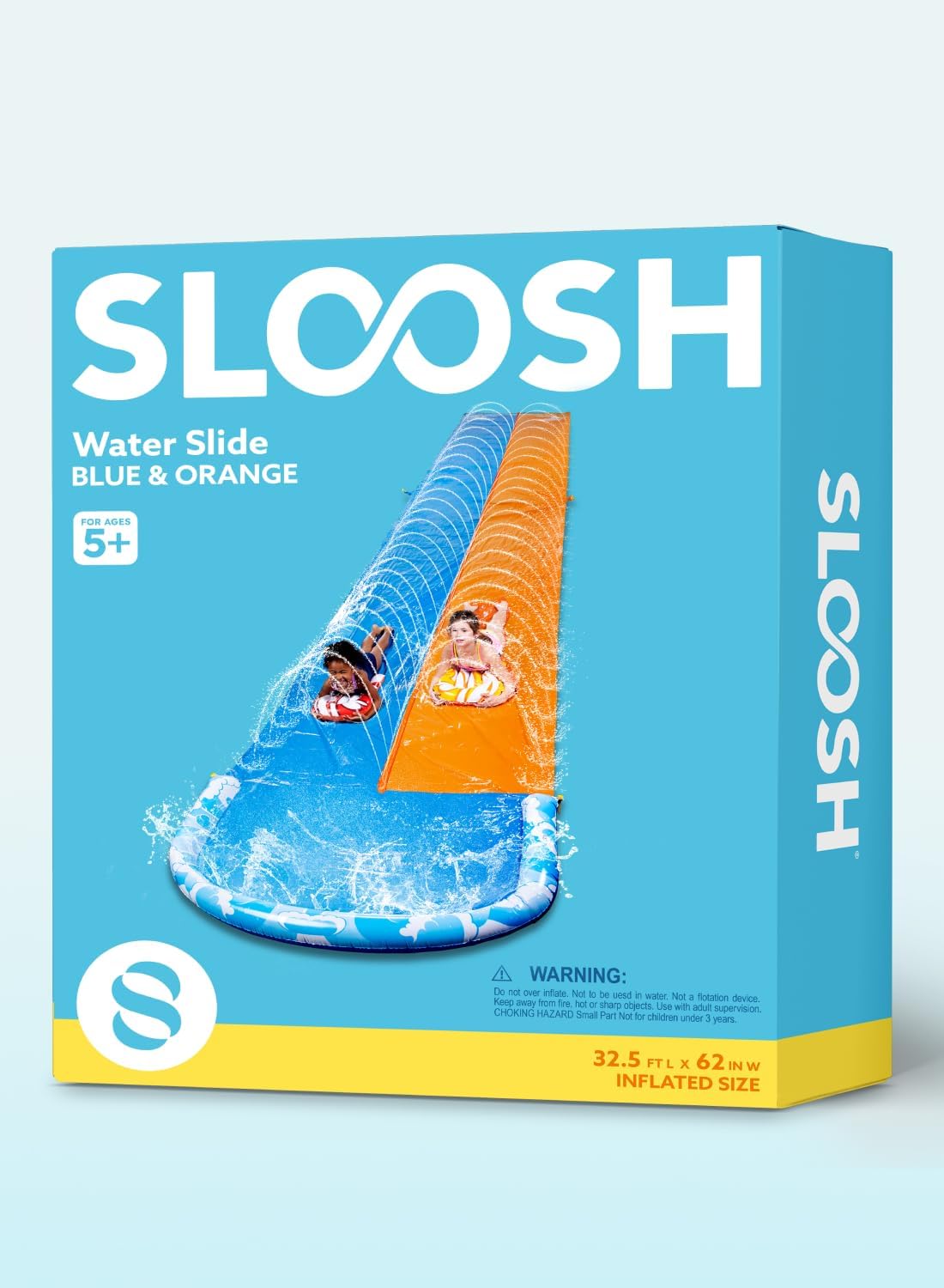 Ultralange Rasen-Wasserrutsche mit Sprinkler (32,5ft), 990,6cm Ultra Long Doppelspur