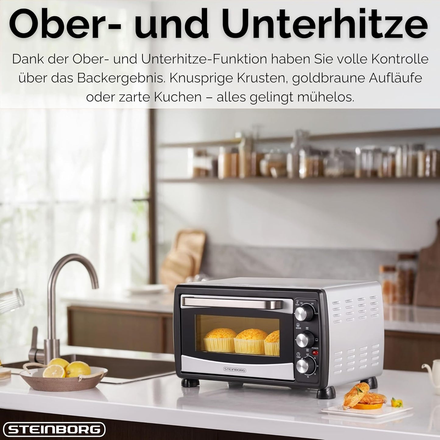 Mini-Backofen mit Umluftfunktion, 20 Liter, 1.400 Watt
