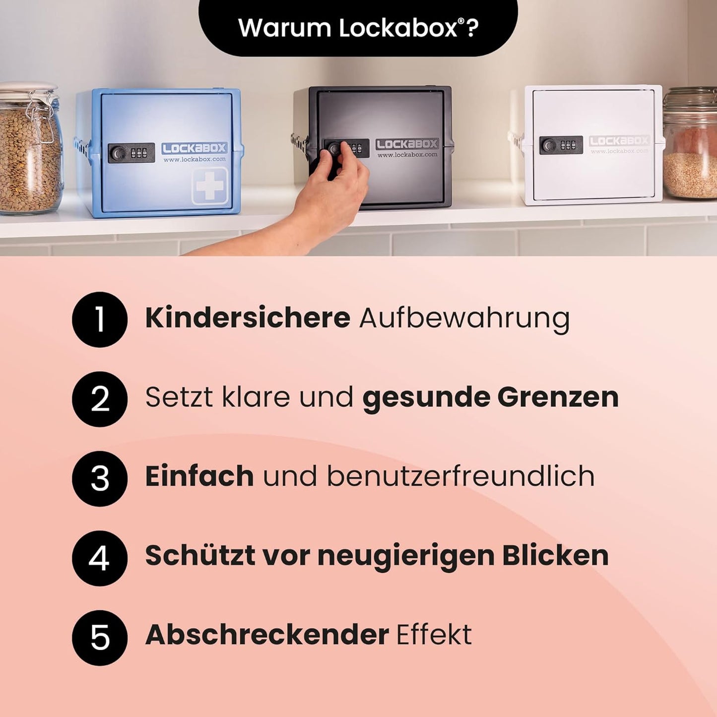 Abschliessbare Aufbewahrungsbox One mit Zahlenschloss, Jet