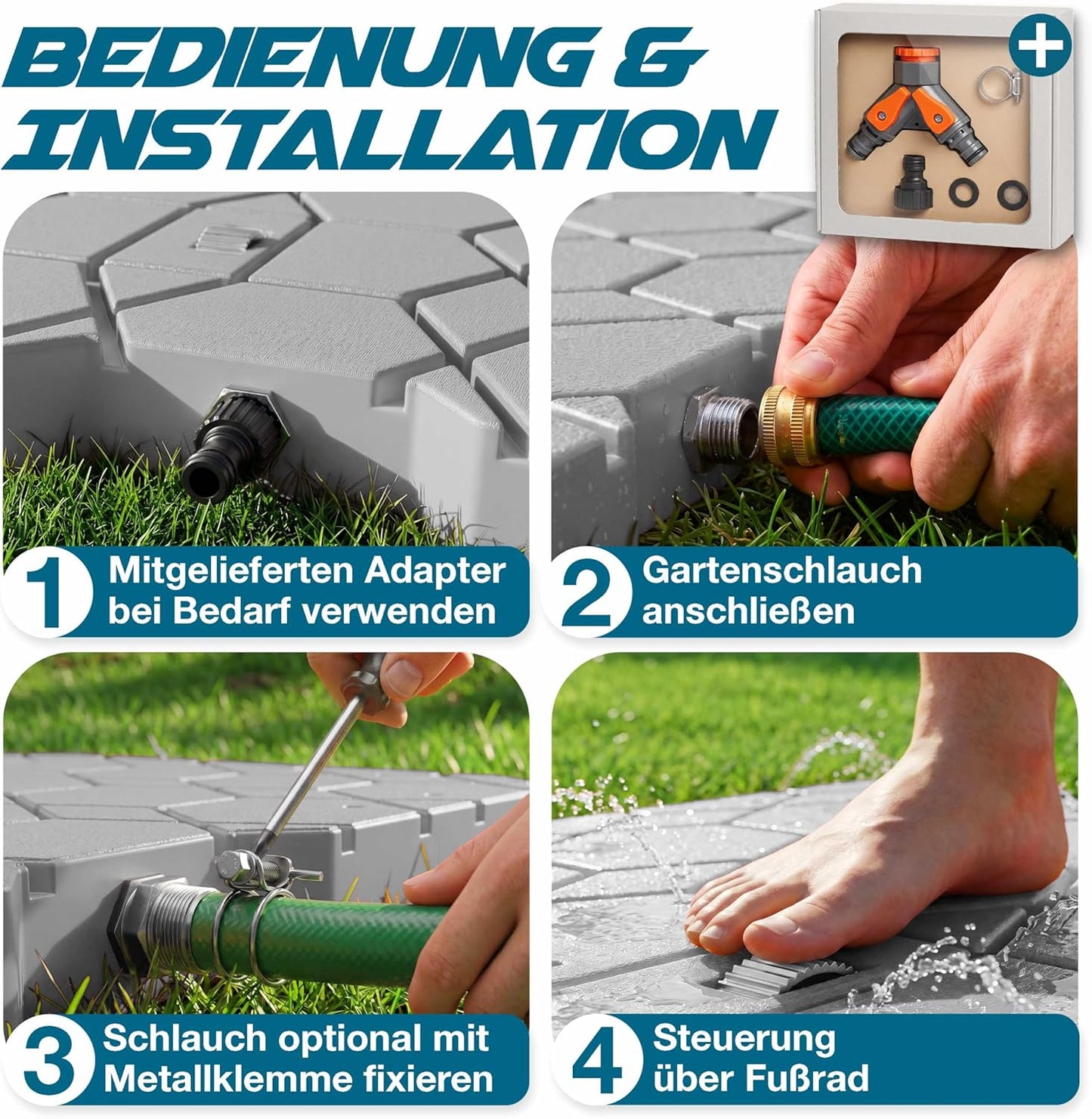 Bodendusche Geo mit Fusssteuerung, Grau
