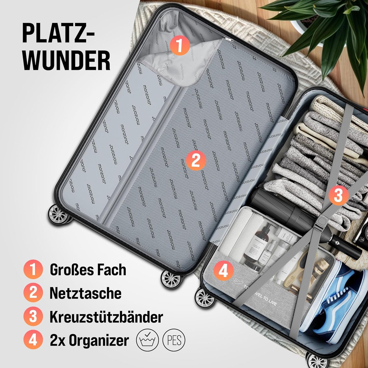 3-teiliges Hartschalenkoffer-Set mit Kofferwaage, Grün