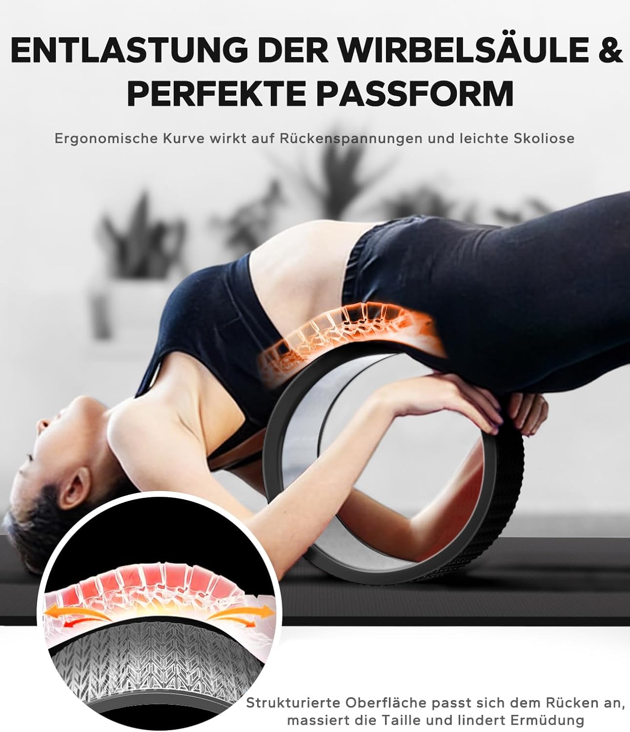 Yoga Rad Set mit Gymnastikball und Pumpe, Schwarz 30CM 1