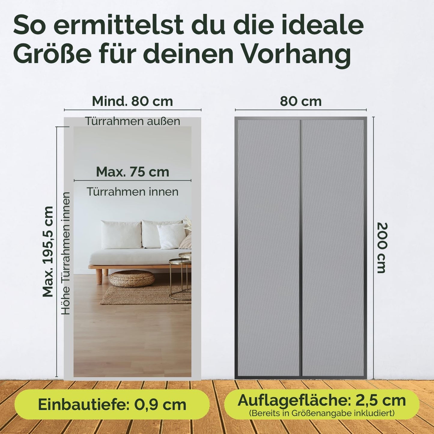Fliegengitter Magnetvorhang, Schwarz 80 x 200 cm