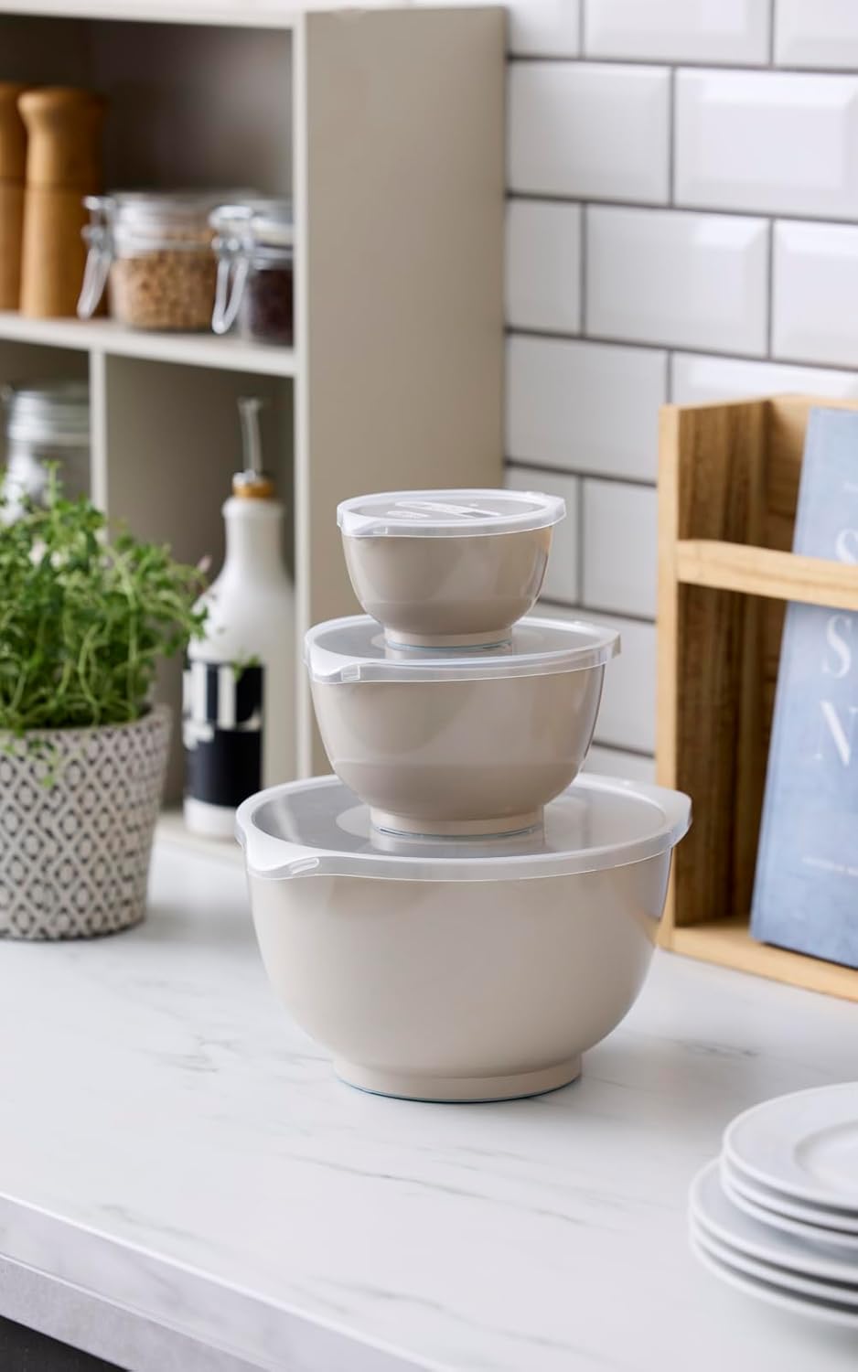 6-teiliges Margrethe Rührschüssel-Set, 22,7 x 22,7 x 15,6 Humus