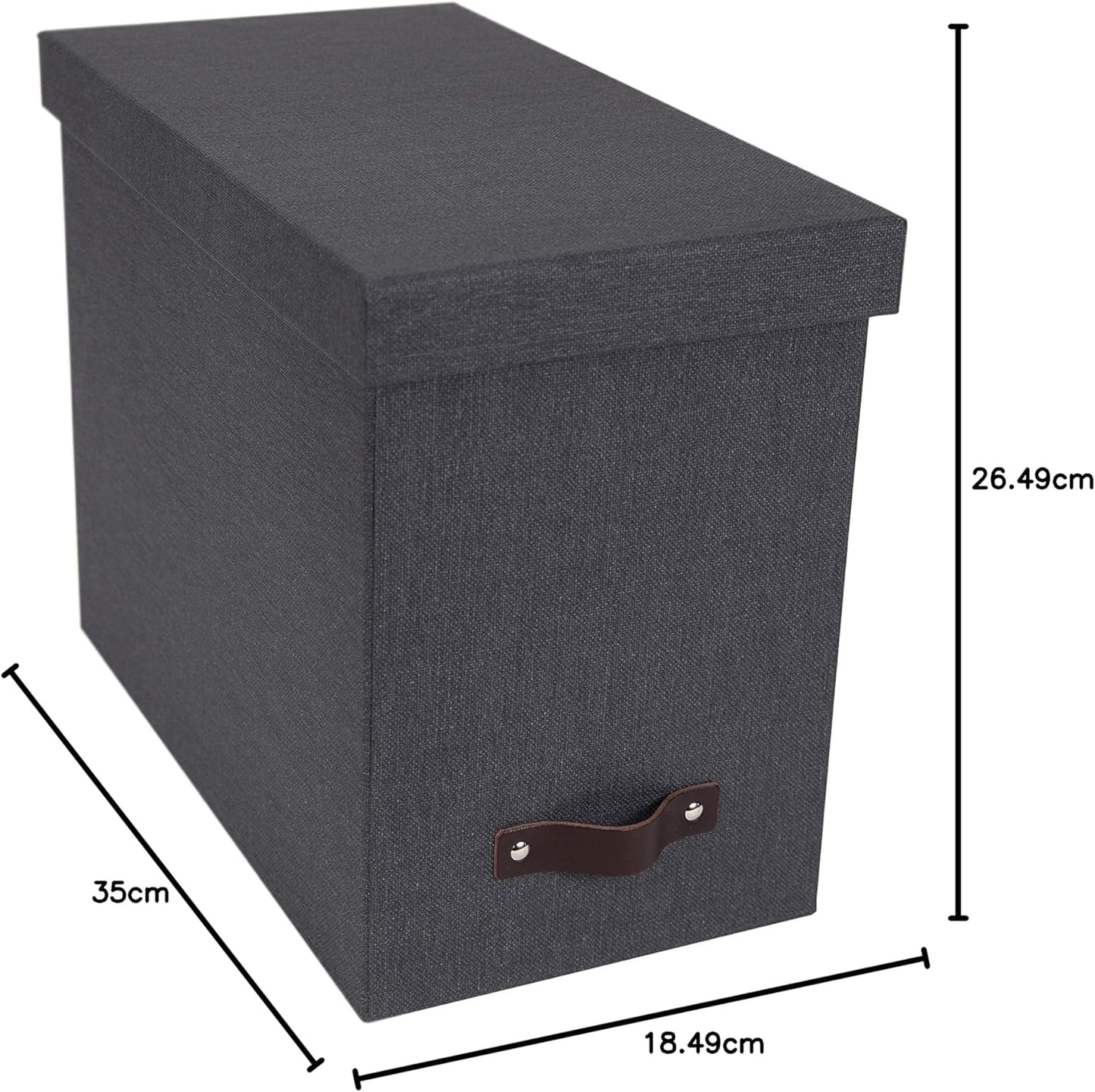 Hängeregisterbox Johan für A4-Dokumente, mit Deckel & Griff, Schwarz W19cm x D35cm x H27cm