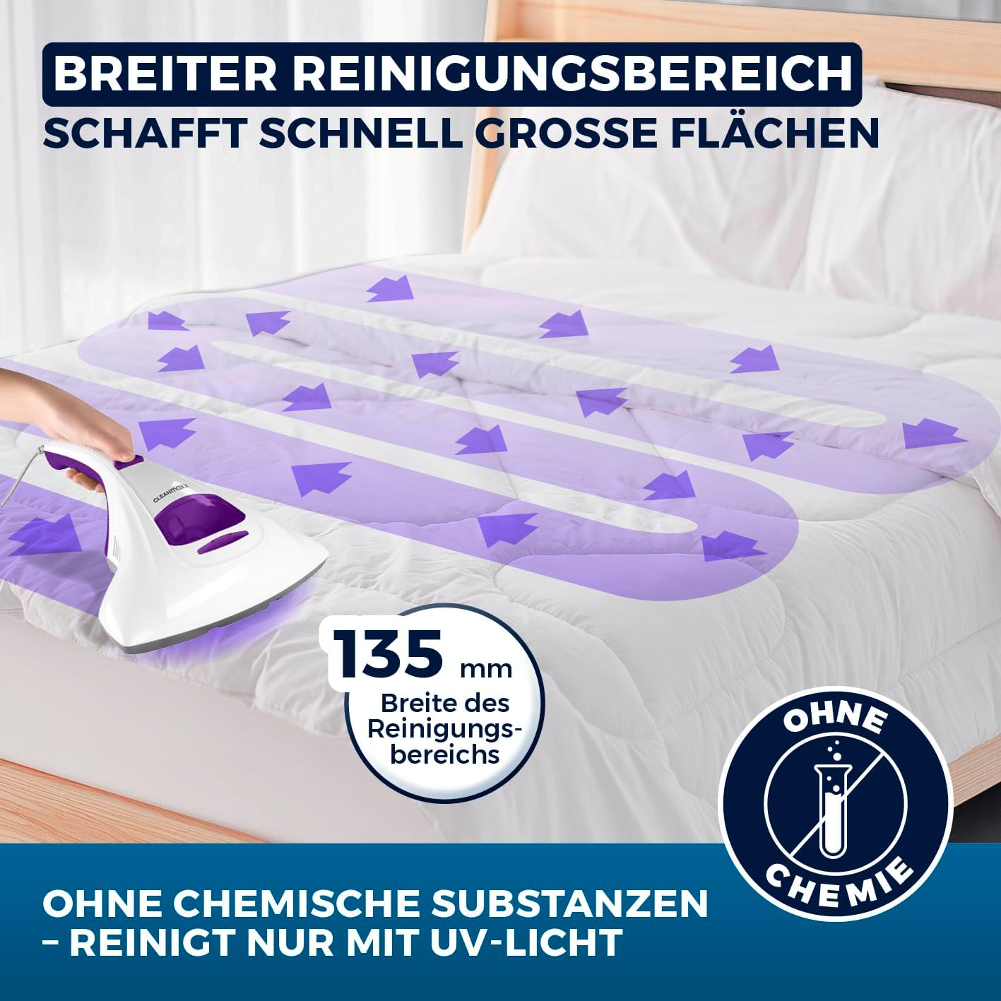 Milbensauger mit UV-C-Licht & EPA-Filter, Classic + 2 Filter Lila