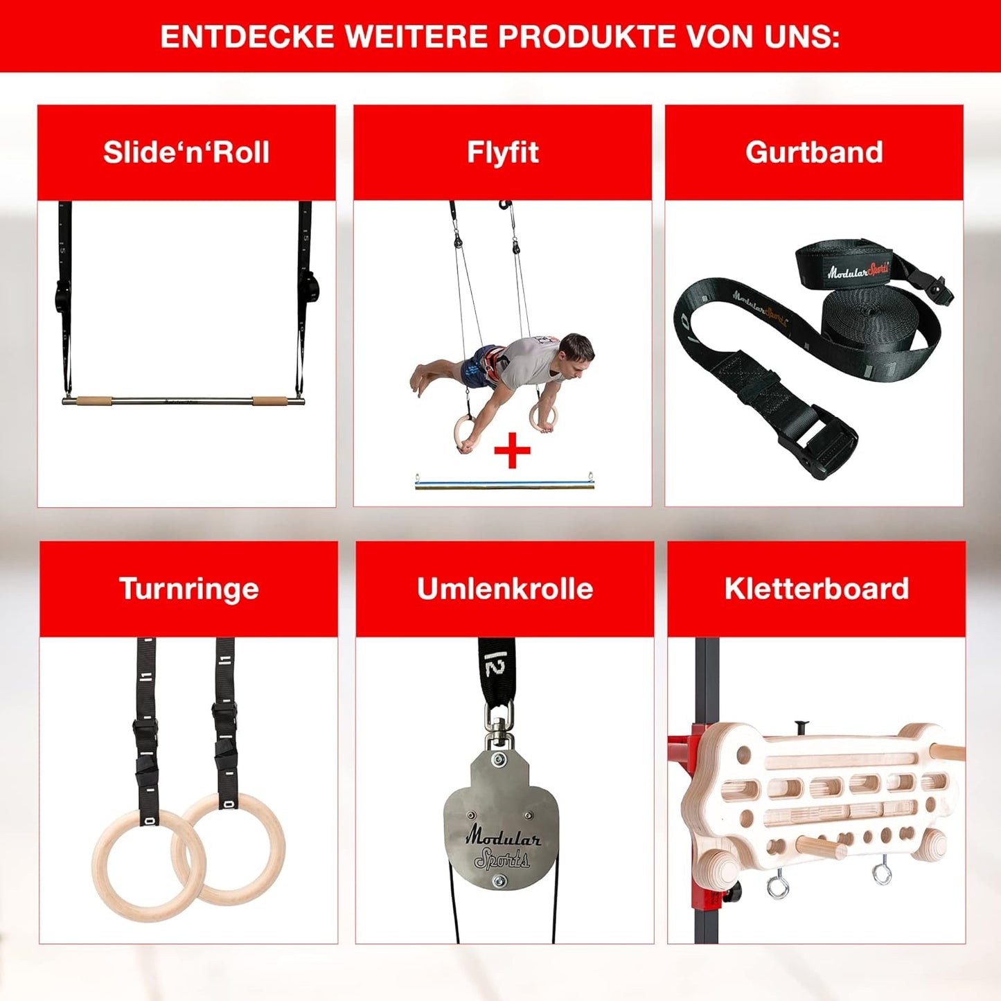 FlyFit Premium Fitnessringe und Turnstange mit Flaschenzugsystem, Erwachsene