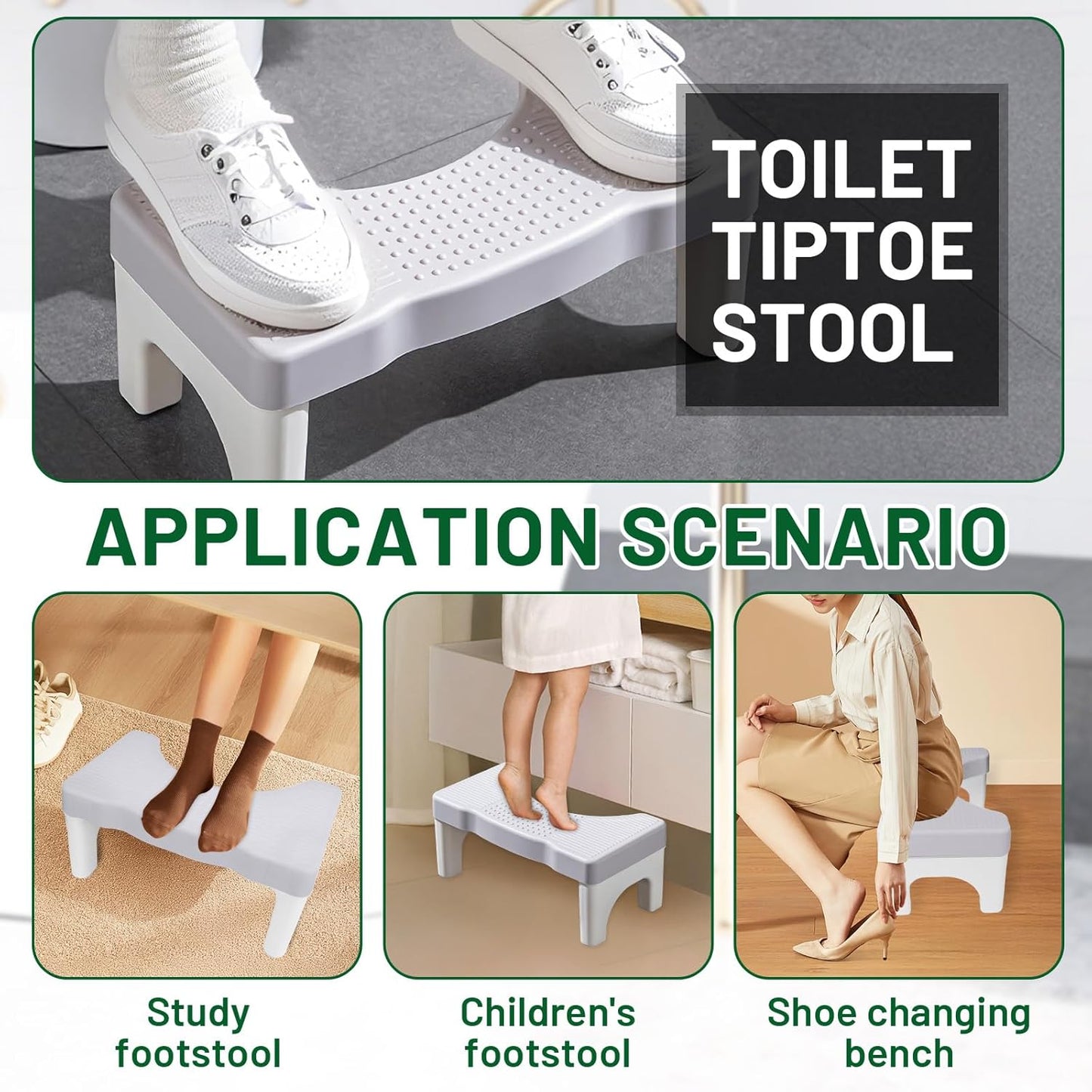 Ergonomischer Toilettenhocker mit Anti-Rutsch-Pads