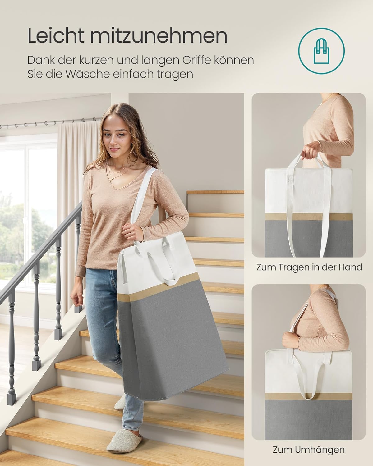 2er Set Wäschekorb, Schiefergrau 75 L