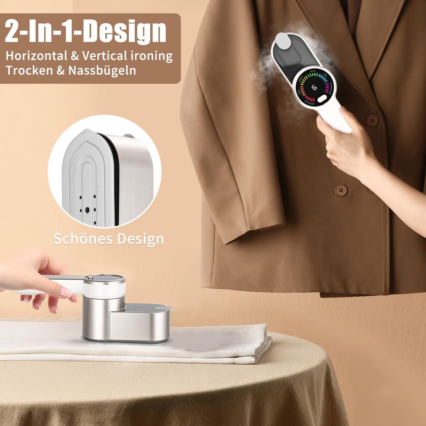 Reise-Dampfglätter & Bügeleisen 2-in-1 (1200W)