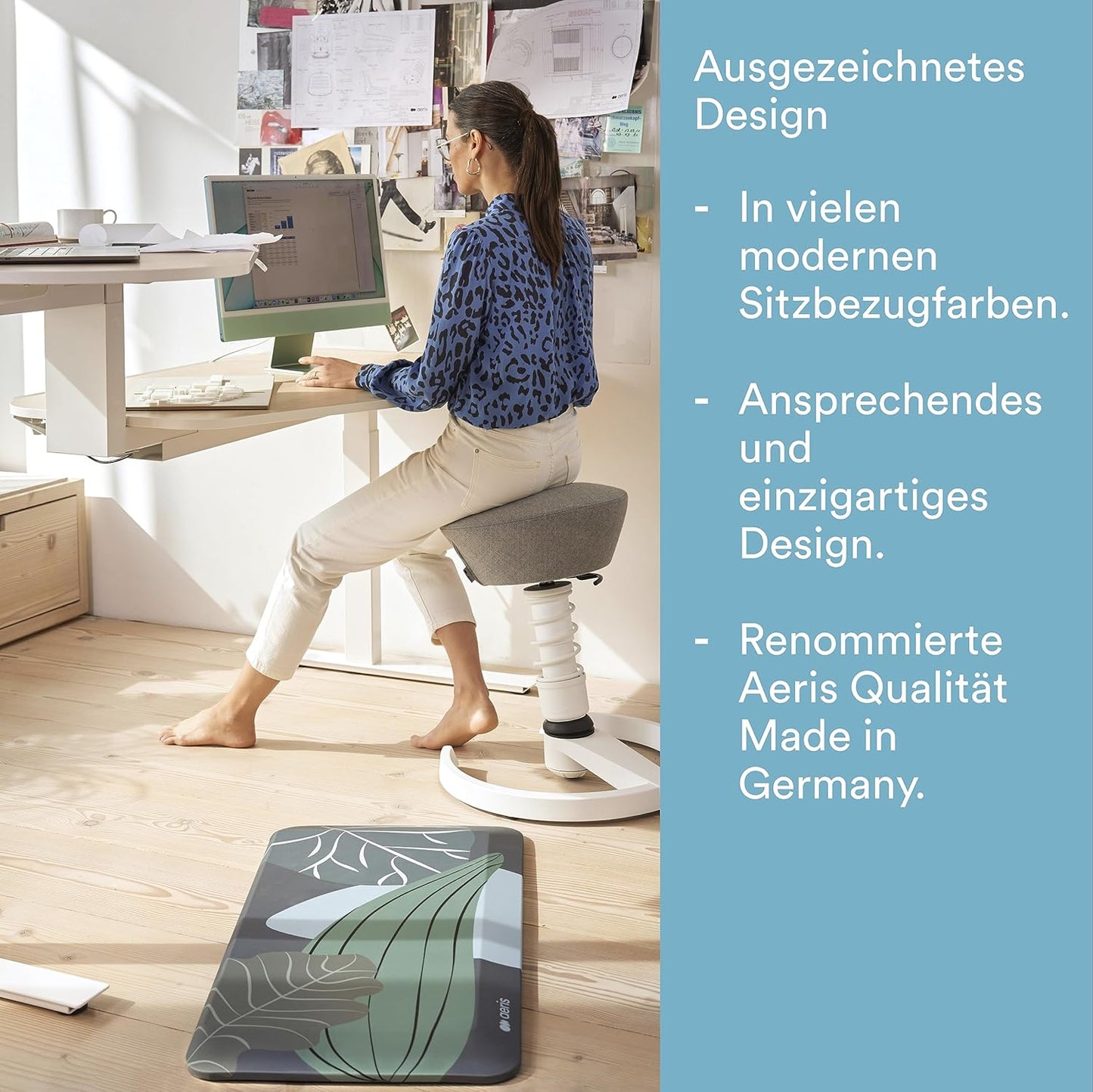 Ergonomischer Bürohocker mit Rückenlehne, Gestellfarbe - Weiss Kunstleder Uruguay Sitzfarbe - Schwarz