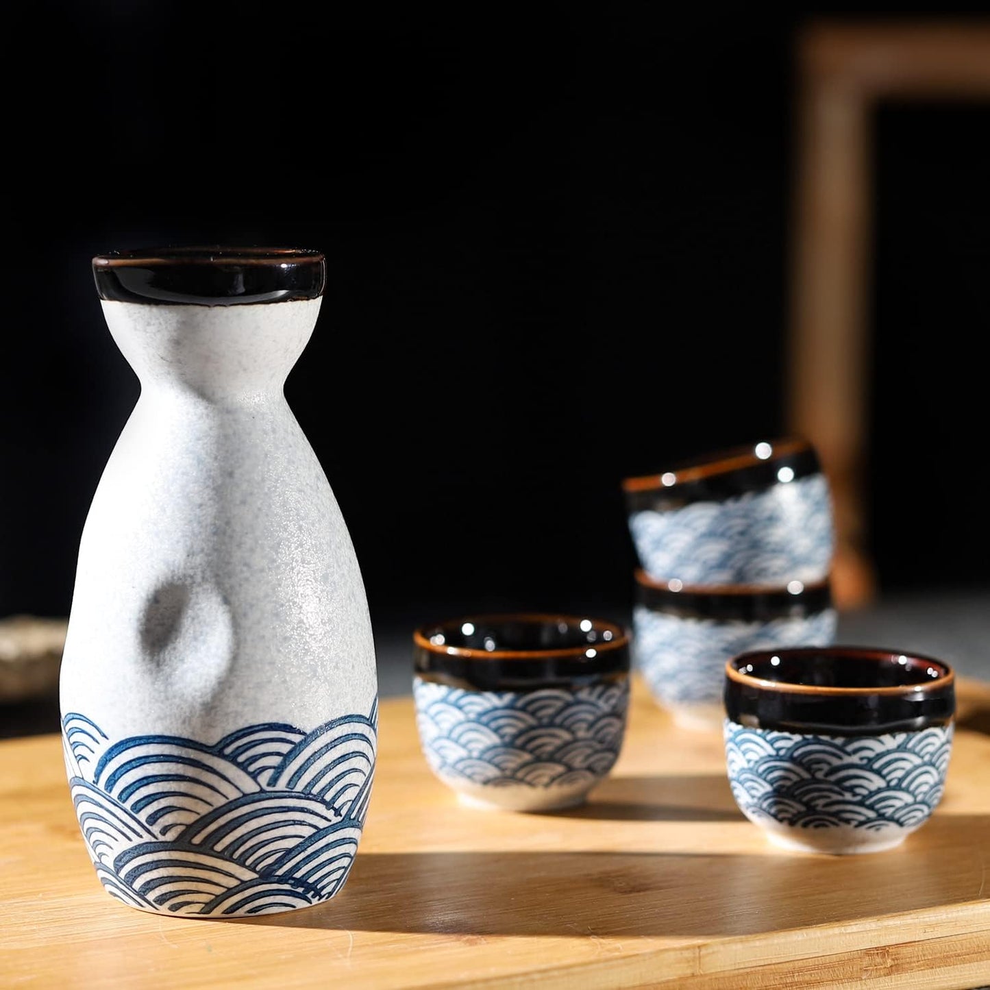 7-teiliges Sake-Set für heisse oder kalte Sake, Grau