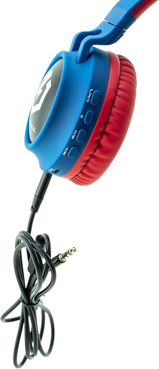 Kinderkopfhörer Bluetooth, Blau/Rot-N