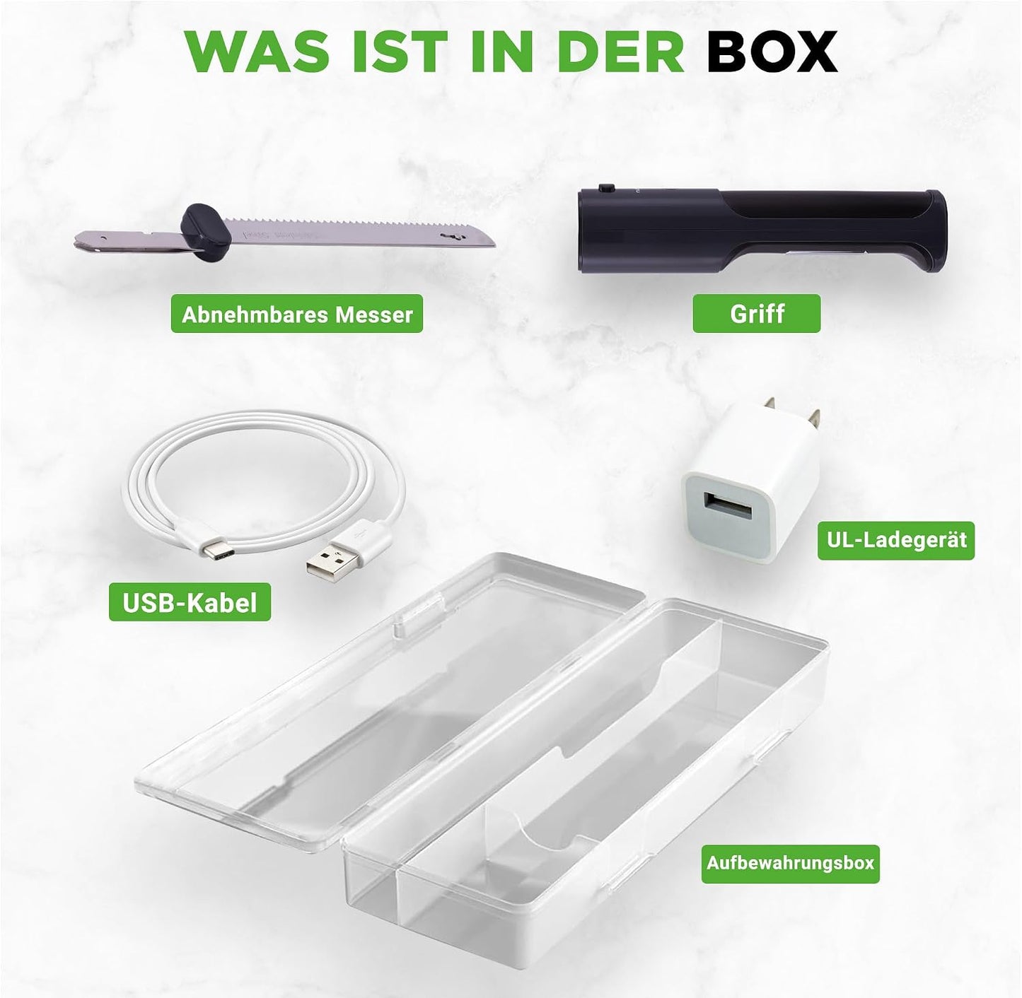 Elektrisches Messer mit ergonomischen Griff & Sicherheitsverriegelung, Schwarz