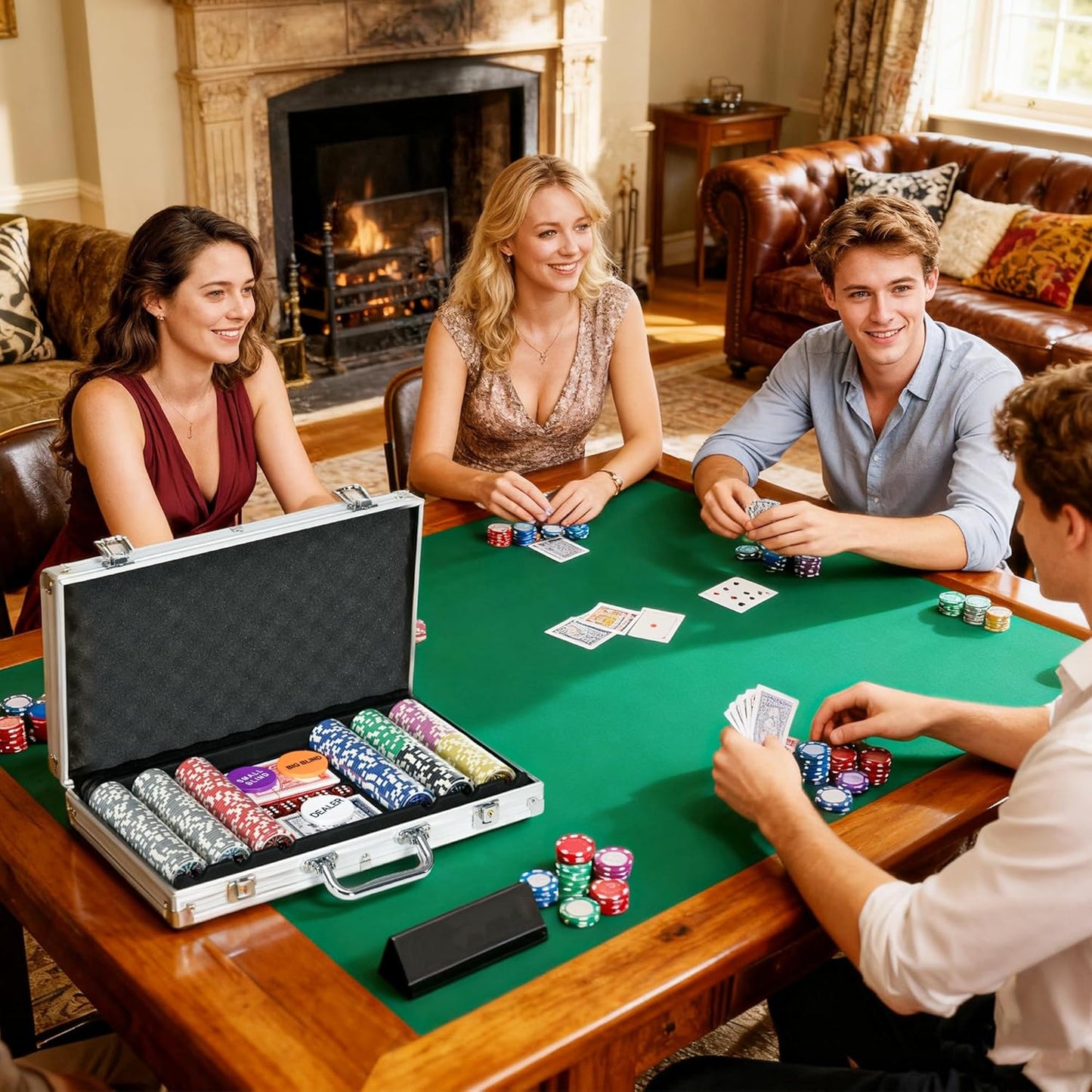 Pokerkoffer mit 300 Chips, 38,5L x 23B x 6,5H cm