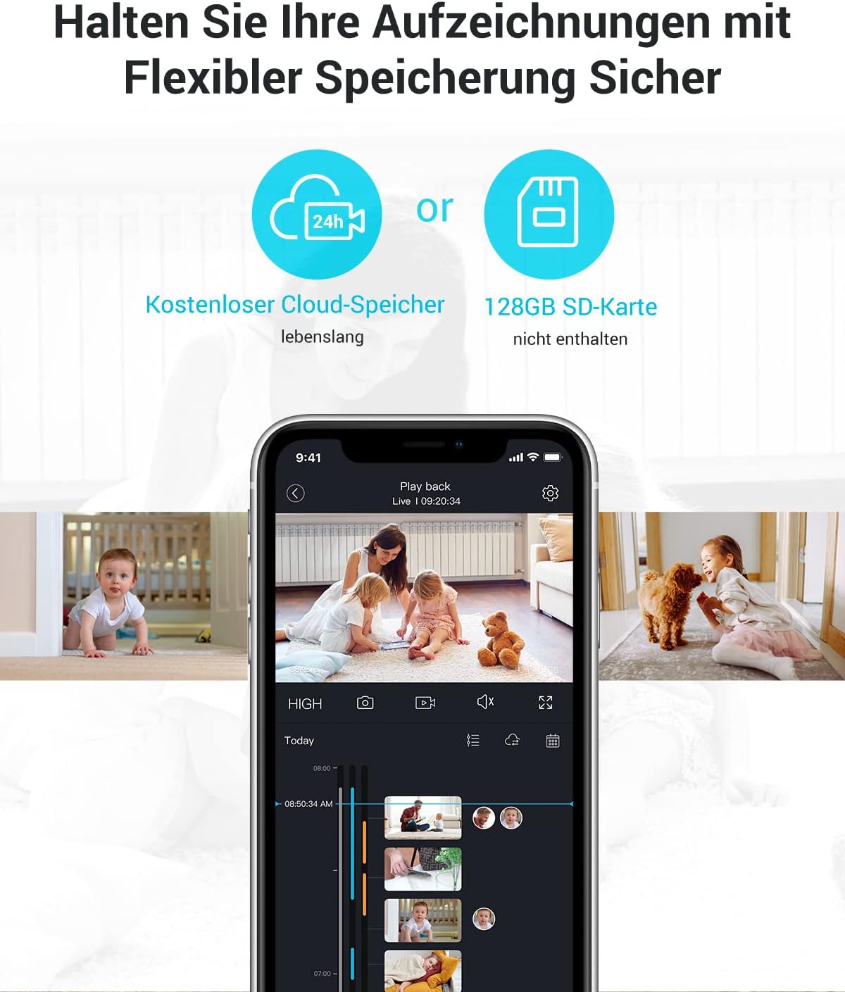 2K WLAN Überwachungskamera mit 360° Sicht, 2K