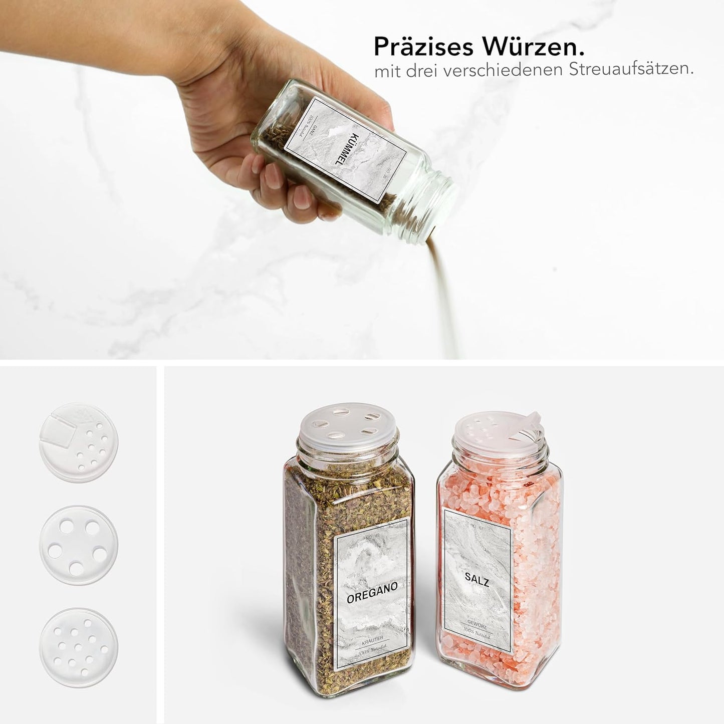 24-teiliges Gewürzgläser-Set, Pearl Marble