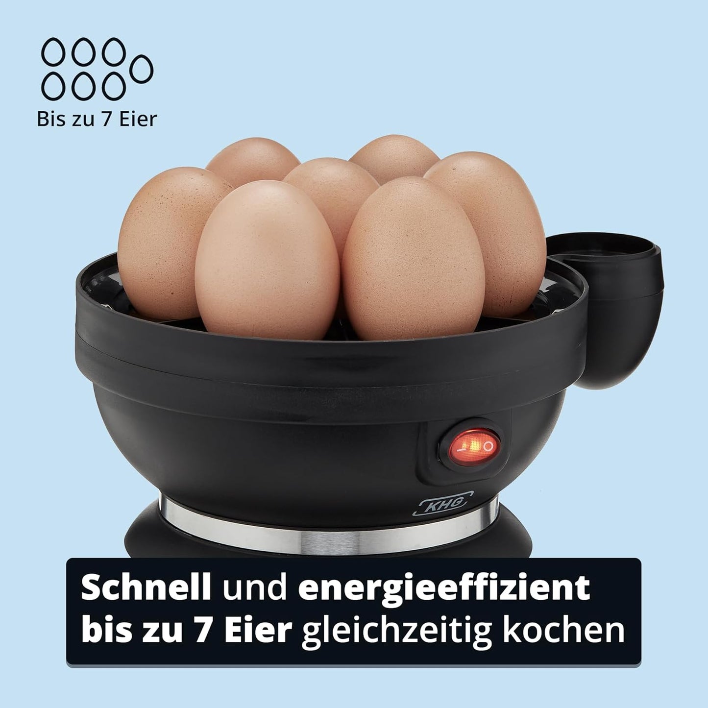 Eierkocher für 7 Eier, Silber/Schwarz