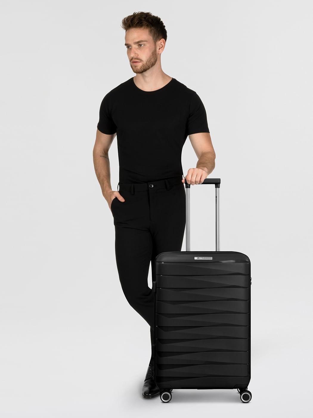 London 4 Rollen Trolley, Schwarz Koffer M + (65 cm)