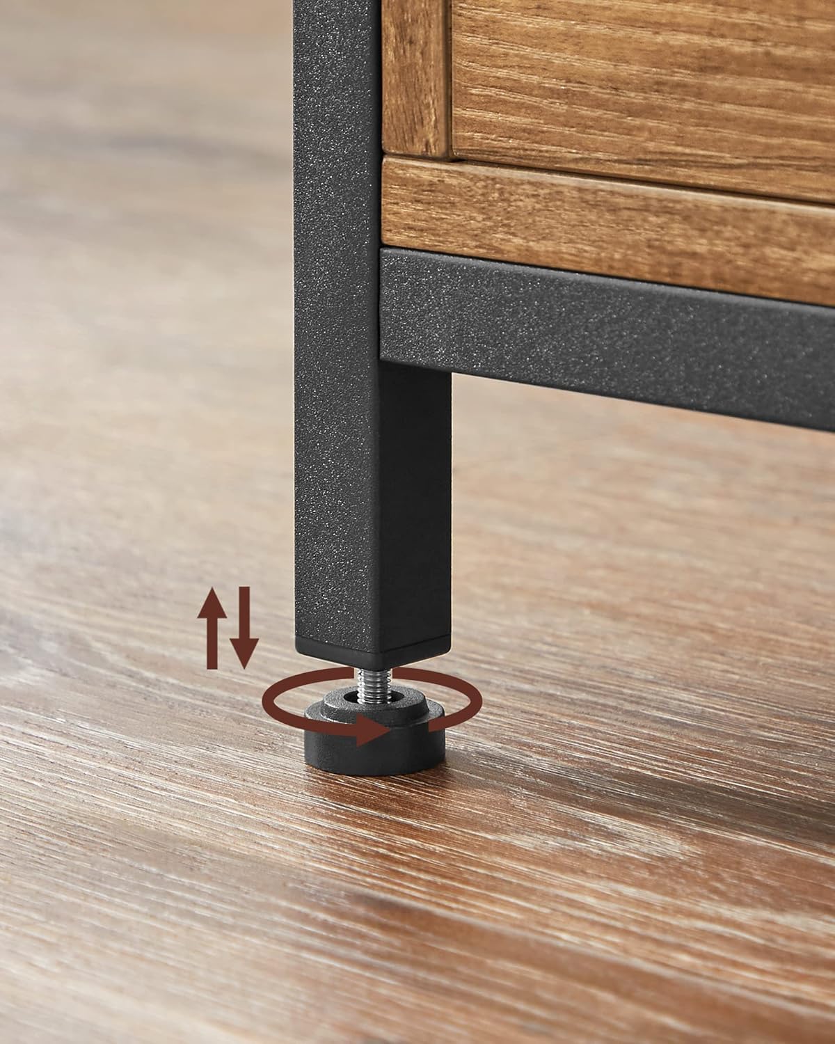 Couchtisch im Industrie-Design mit Schubladen, Braun